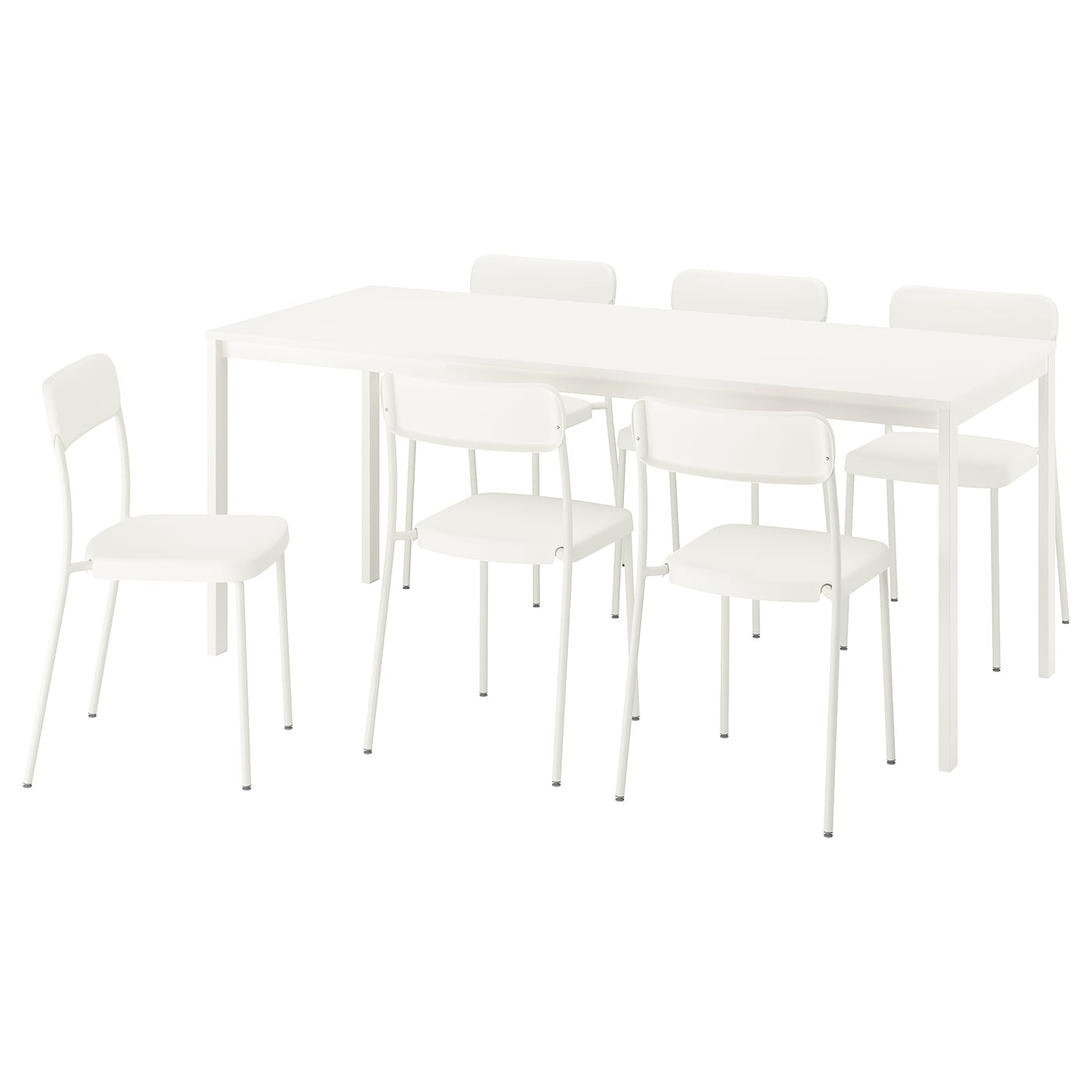 IKEA VIHALS / VIHALS stół i 6 krzeseł, biały/biały, 120/180x74 cm