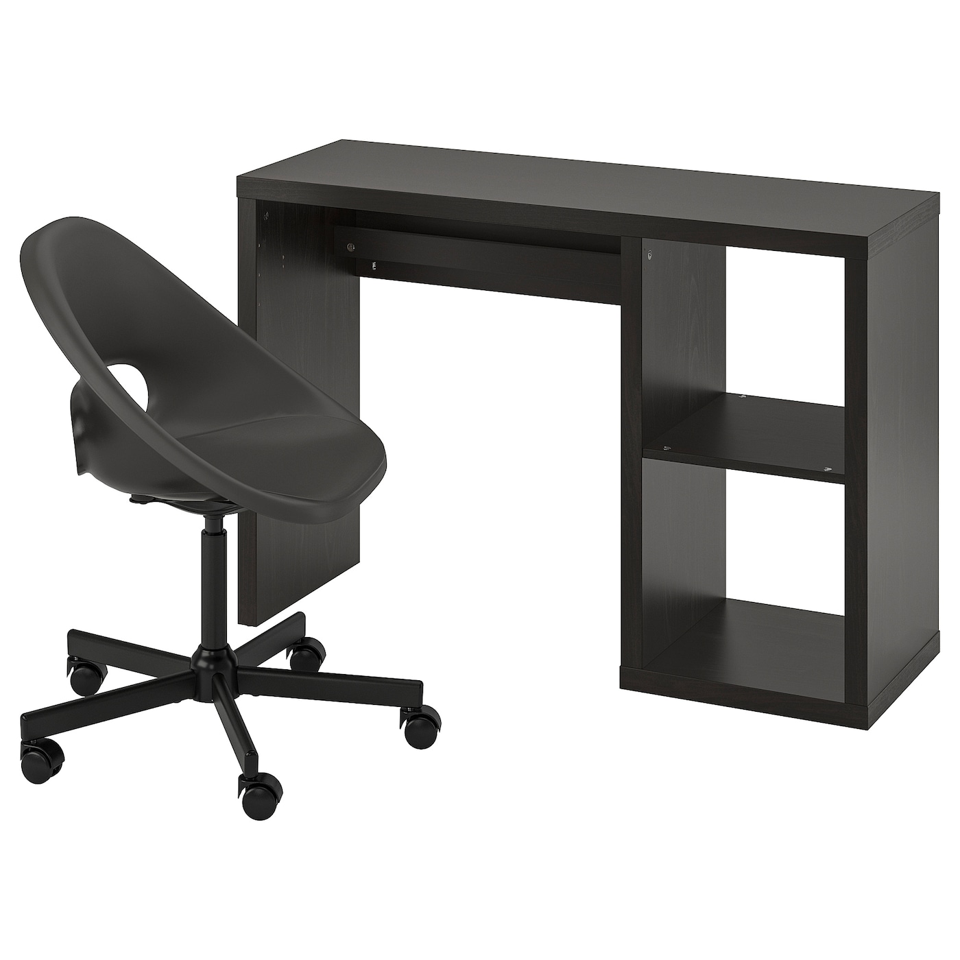 IKEA KALLAX / ELDBERGET biurko i krzesło, czarnobrąz/ciemnoszary czarny