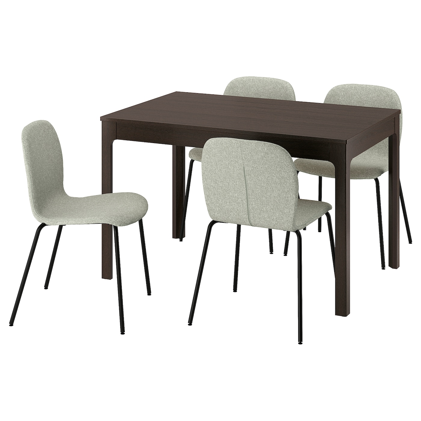 IKEA EKEDALEN / KARLPETTER stół i 4 krzesła, ciemnobrązowy/Gunnared jasnozielony czarny, 120/180 cm