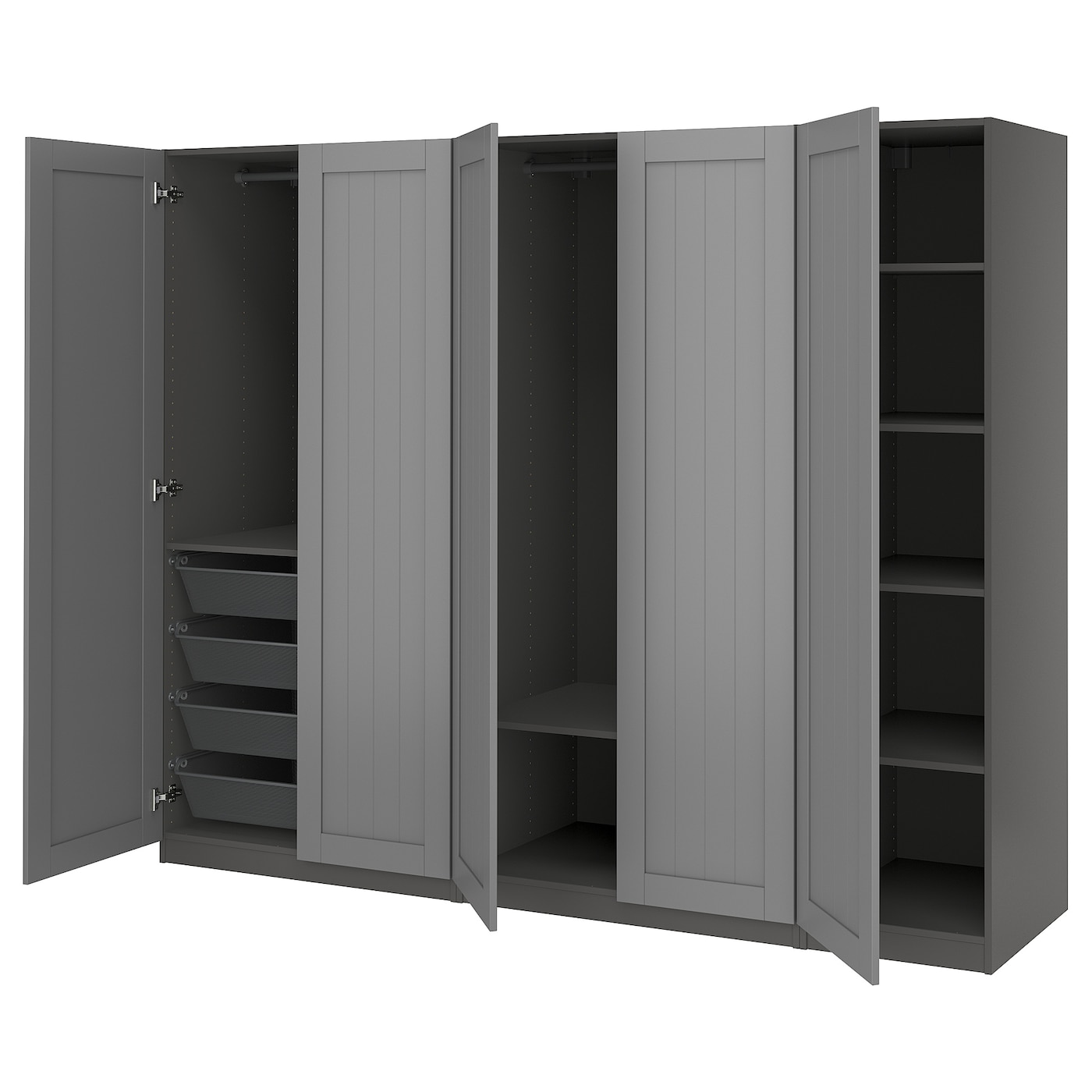 IKEA PAX / GULLABERG kombinacja szafy, ciemnoszary/ciemnoszary, 250x60x201 cm