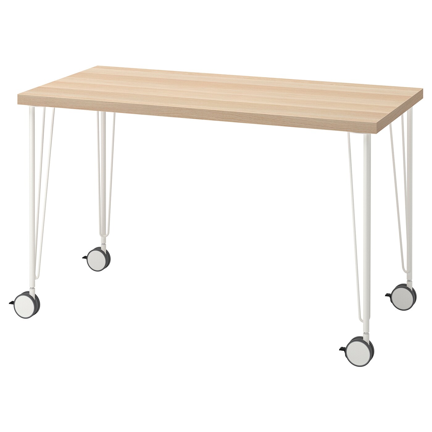 IKEA LAGKAPTEN / KRILLE biurko, imitacja dębu bejcowanego na biało/biały, 120x60 cm