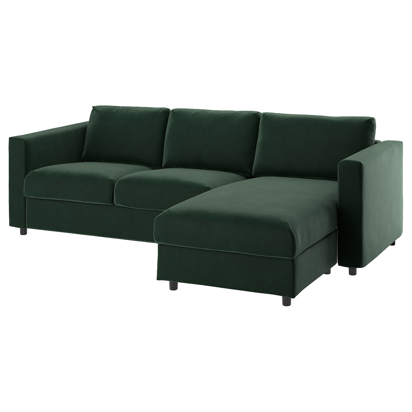 IKEA VIMLE sofa 3-osobowa, z szezlongiem/Djuparp ciemnozielony, Wysokość z poduchami oparcia: 83 cm