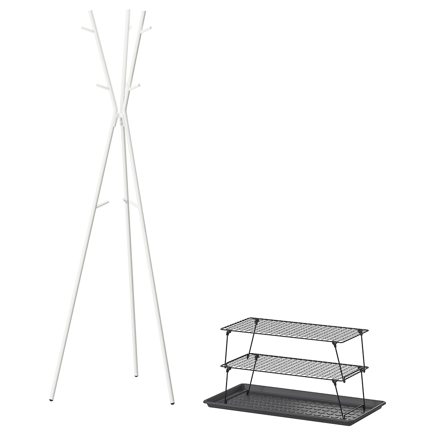 IKEA GREJIG / EKRAR meble do przedpokoju, zestaw 4 szt, biały/szary