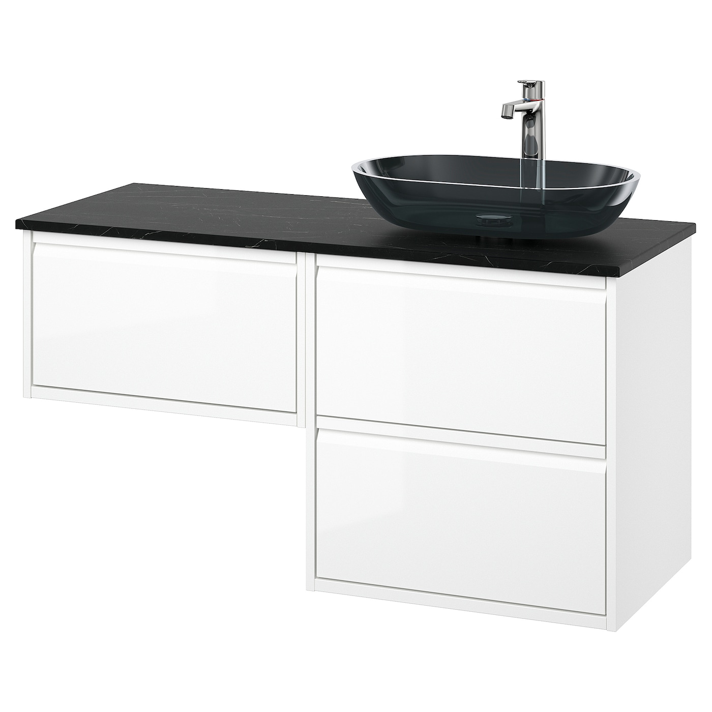 IKEA ÄNGSJÖN / OXMYREN szafka pod umyw/umywalka/bateria, połysk biały, 122x49x77 cm
