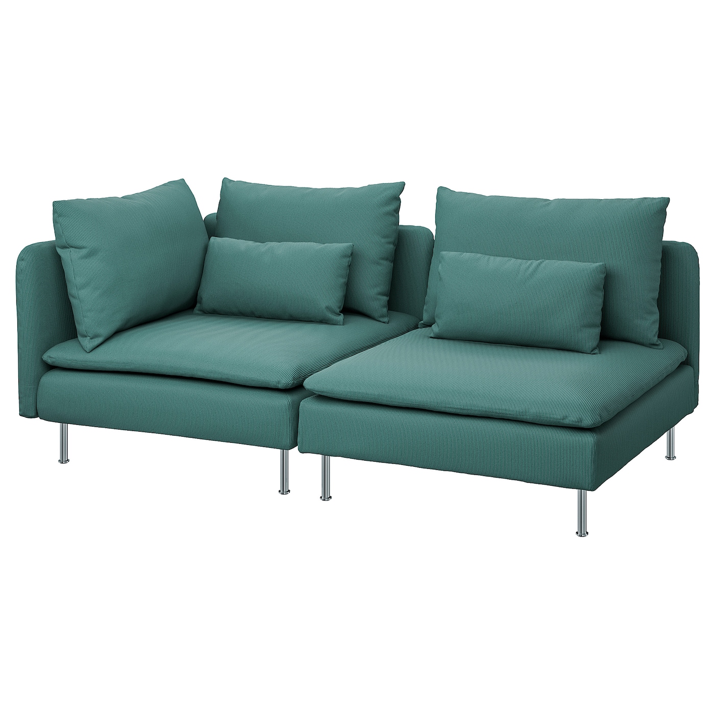 IKEA SÖDERHAMN sofa 3-osobowa, z otwartym końcem/Kelinge szaroturkusowy, Wysokość z poduchami oparcia: 83 cm