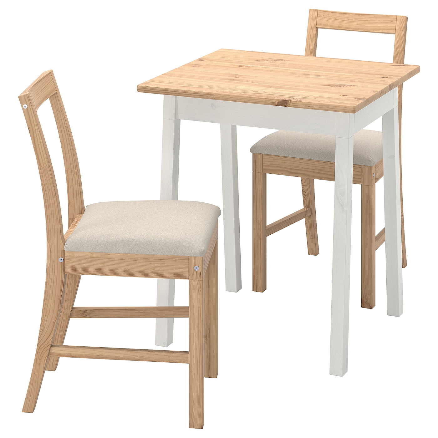 IKEA PINNTORP / PINNTORP stół i 2 krzesła, bejca jasnobrązowa biała bejca/Katorp bejca jasnobrązowa, 65 cm