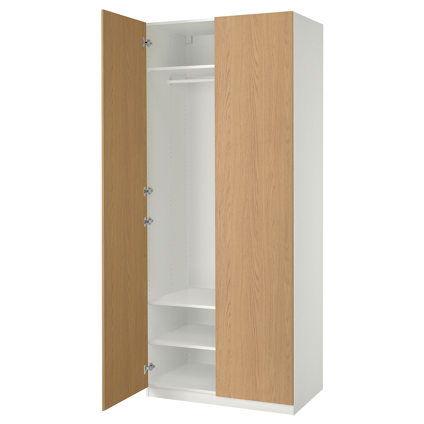IKEA PAX / STORKLINTA kombinacja szafy, biały/imit. dębu, 100x60x236 cm