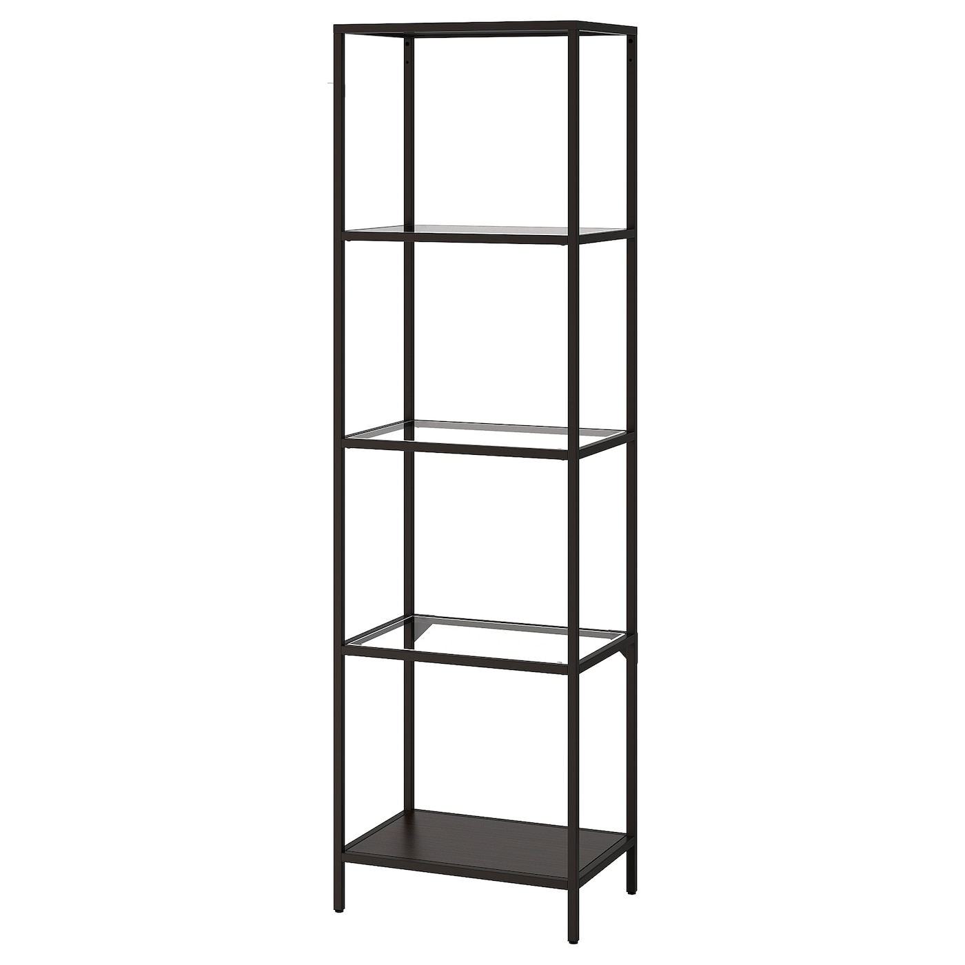 IKEA VITTSJÖ regał, czarnobrąz/szkło, 51x175 cm