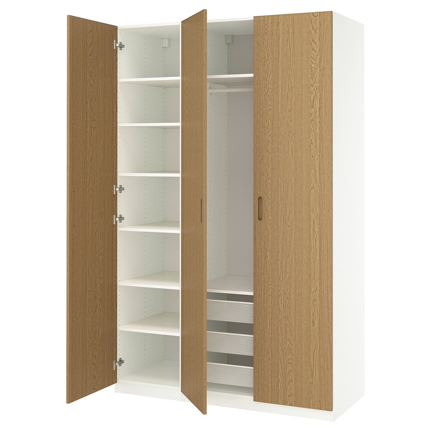IKEA PAX / TONSTAD kombinacja szafy, biały/okl dęb, 150x60x236 cm