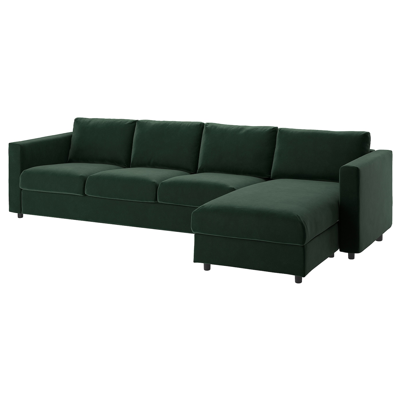 IKEA VIMLE sofa 4-osobowa, z szezlongiem/Djuparp ciemnozielony, Wysokość z poduchami oparcia: 83 cm