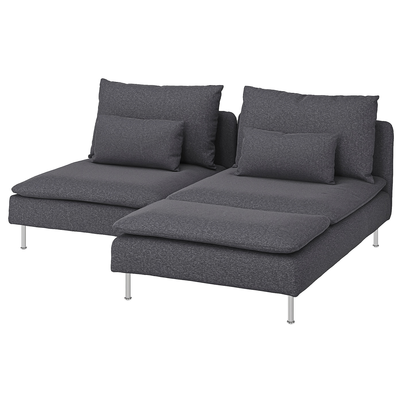 IKEA SÖDERHAMN Sofa 2-os. z leżanką, Gunnared średnioszary, Wysokość z poduchami oparcia: 83 cm