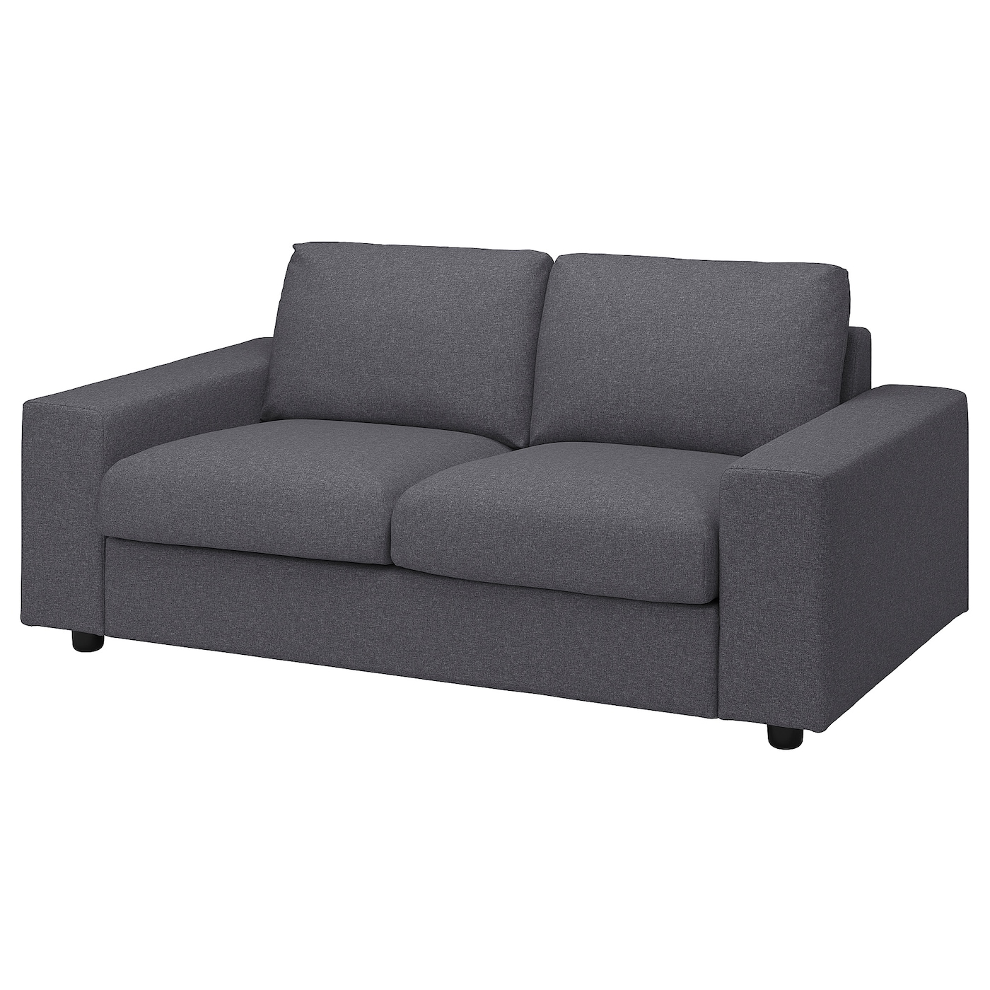 IKEA VIMLE sofa 2-osobowa, z szerokimi podłokietnikami Gunnared/średnioszary, Wysokość z poduchami oparcia: 83 cm
