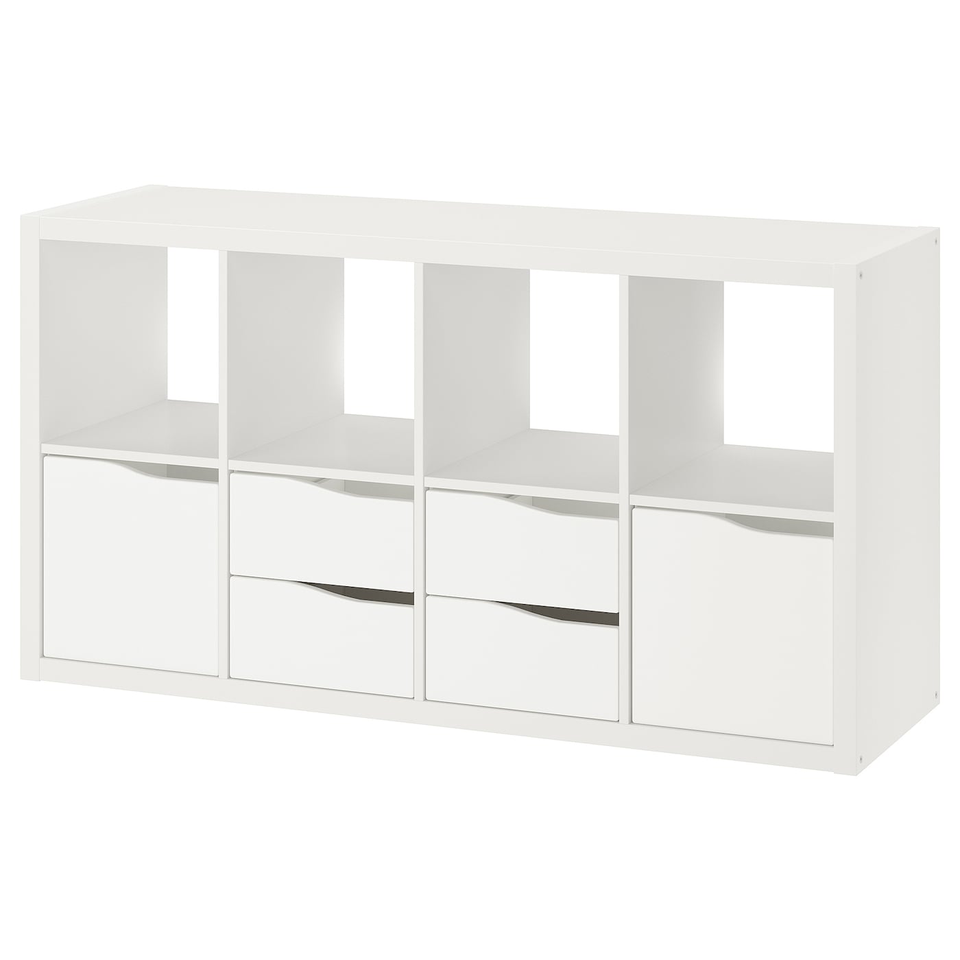 IKEA KALLAX regał, z 2 drzwi z 4 szufladami/fala biały, 147x77 cm