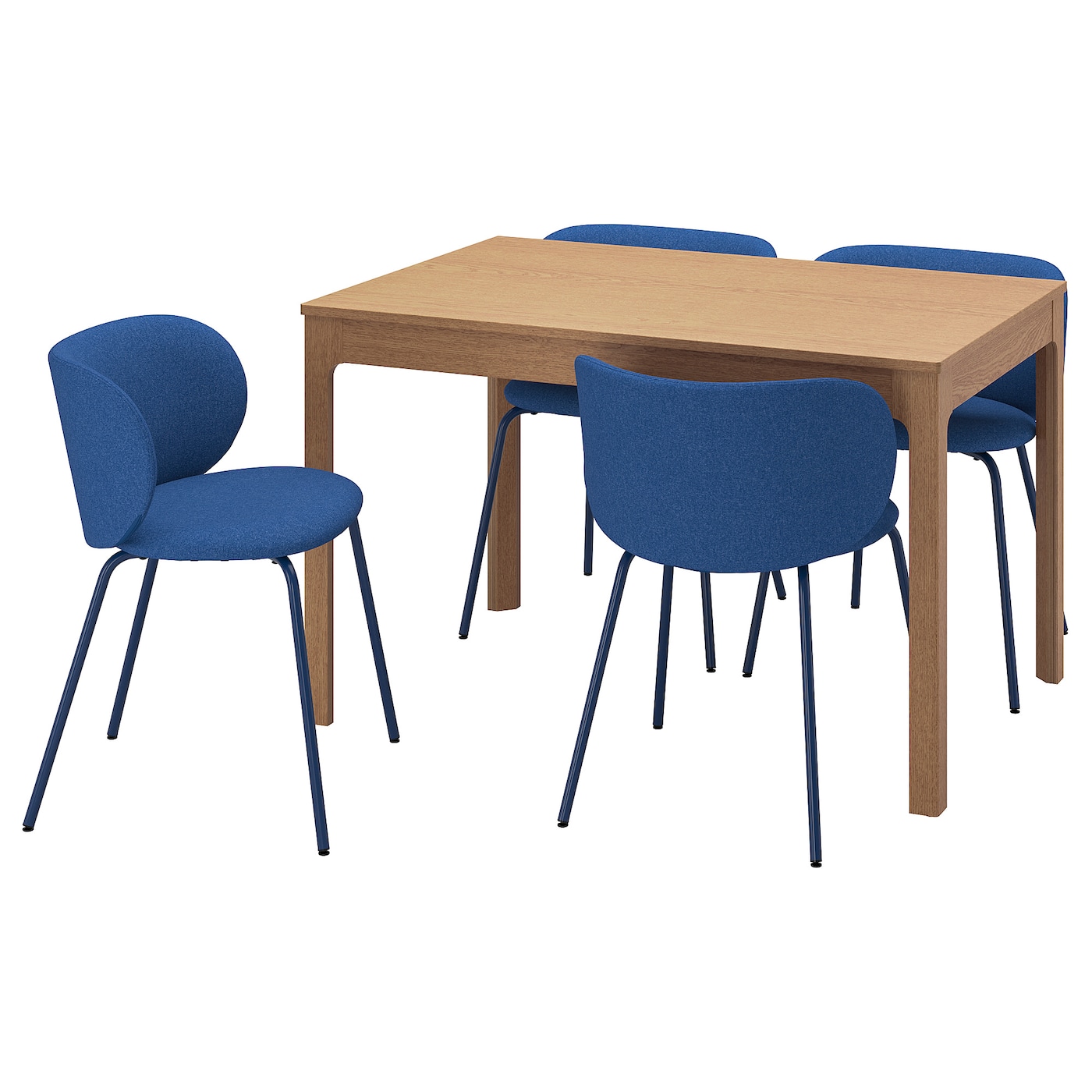 IKEA EKEDALEN / KRYLBO stół i 4 krzesła, dąb/Tonerud niebieski, 120/180 cm