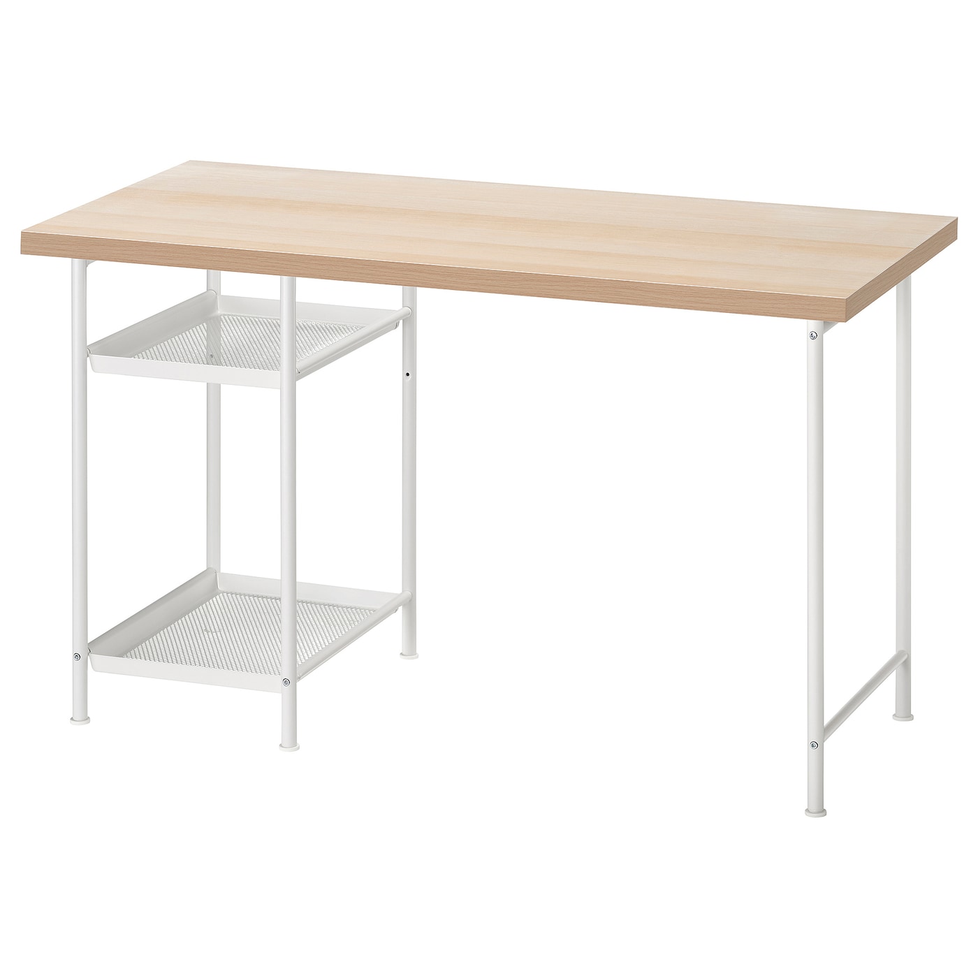 IKEA LAGKAPTEN / SPÄND biurko, imitacja dębu bejcowanego na biało/biały, 120x60 cm