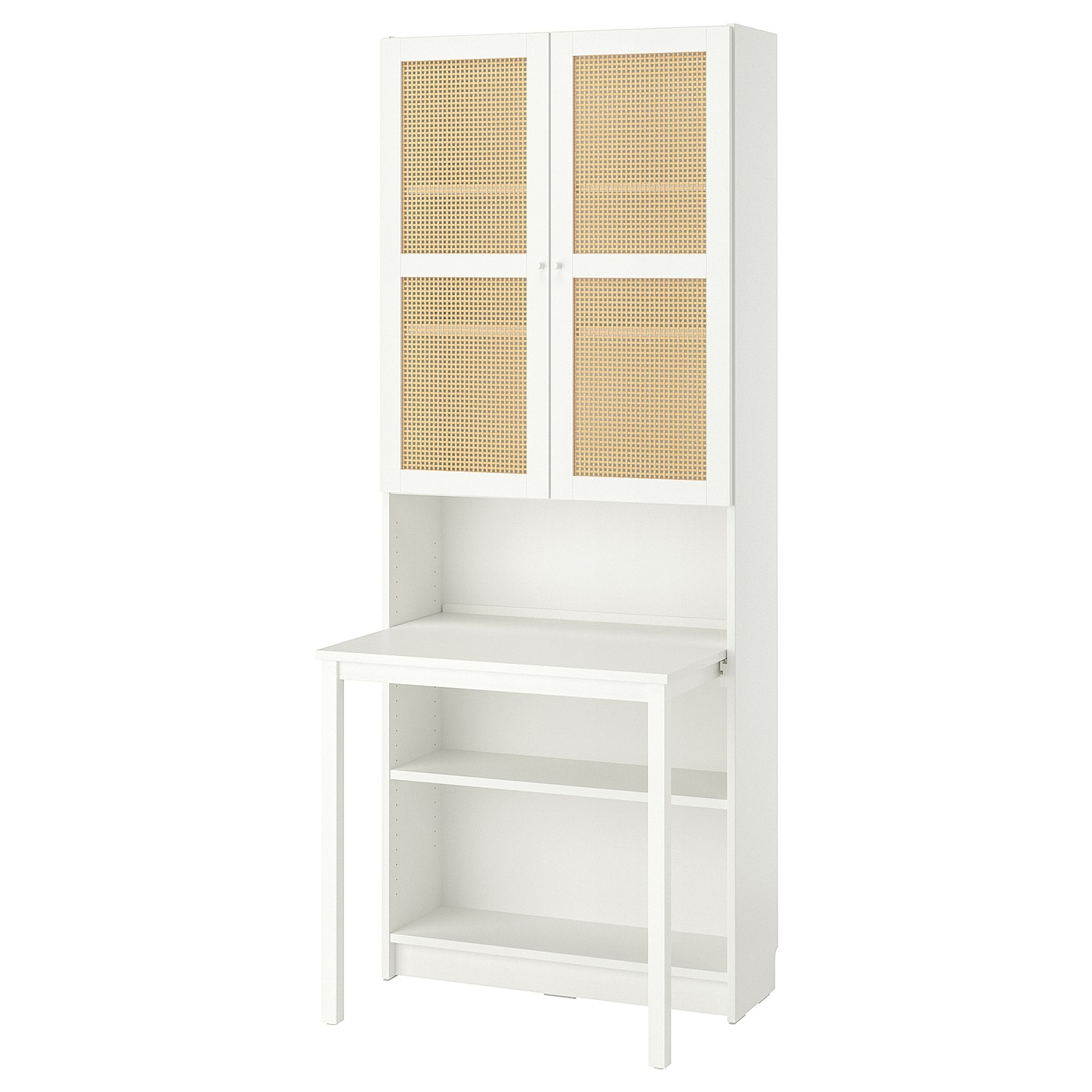 IKEA BILLY / HÖGADAL regał z biurkiem, biały/wyplatany bambus, 80x202 cm