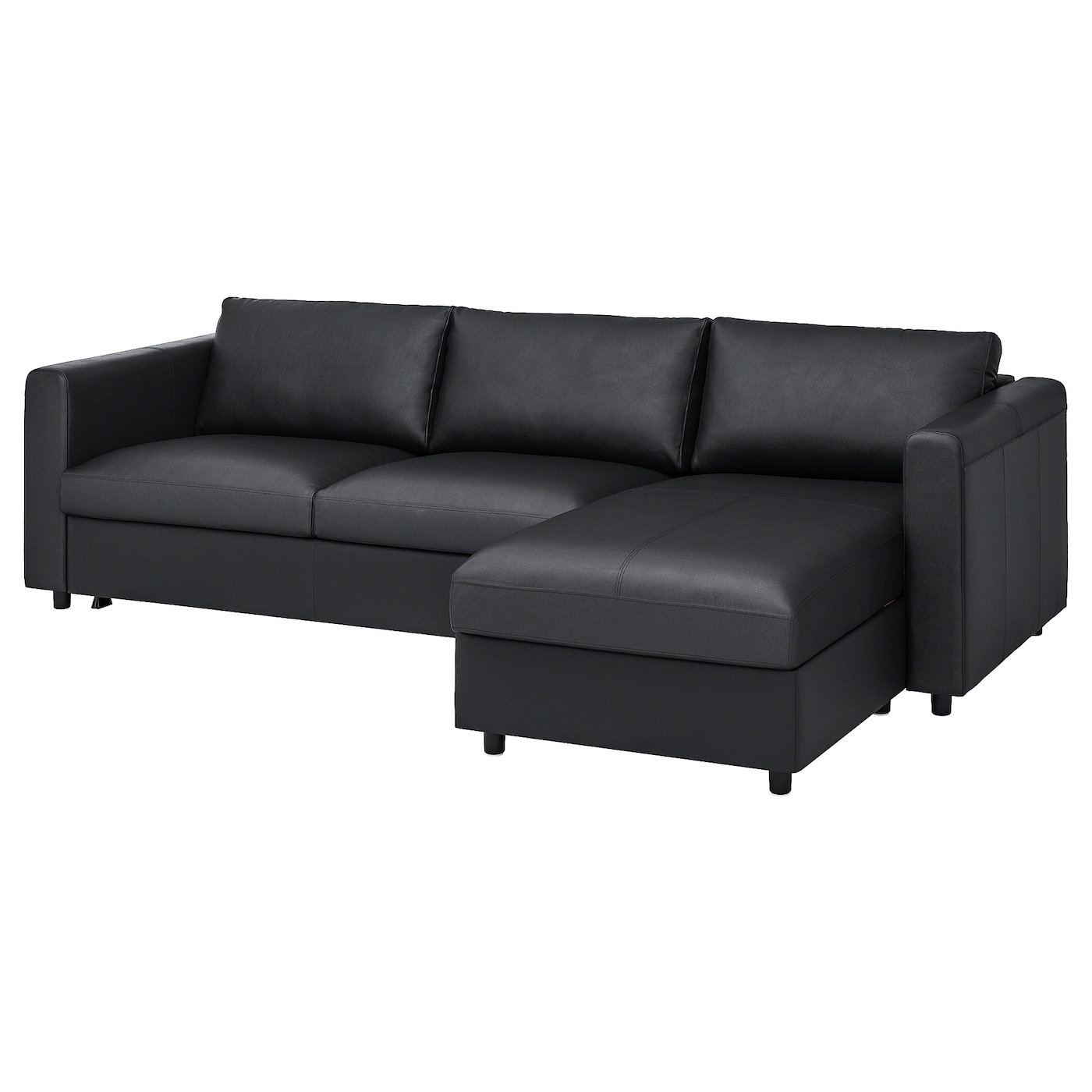 IKEA VIMLE 3-os sofa rozkładana z szezlongiem, Grann/Bomstad czarny, Wysokość łóżka: 53 cm