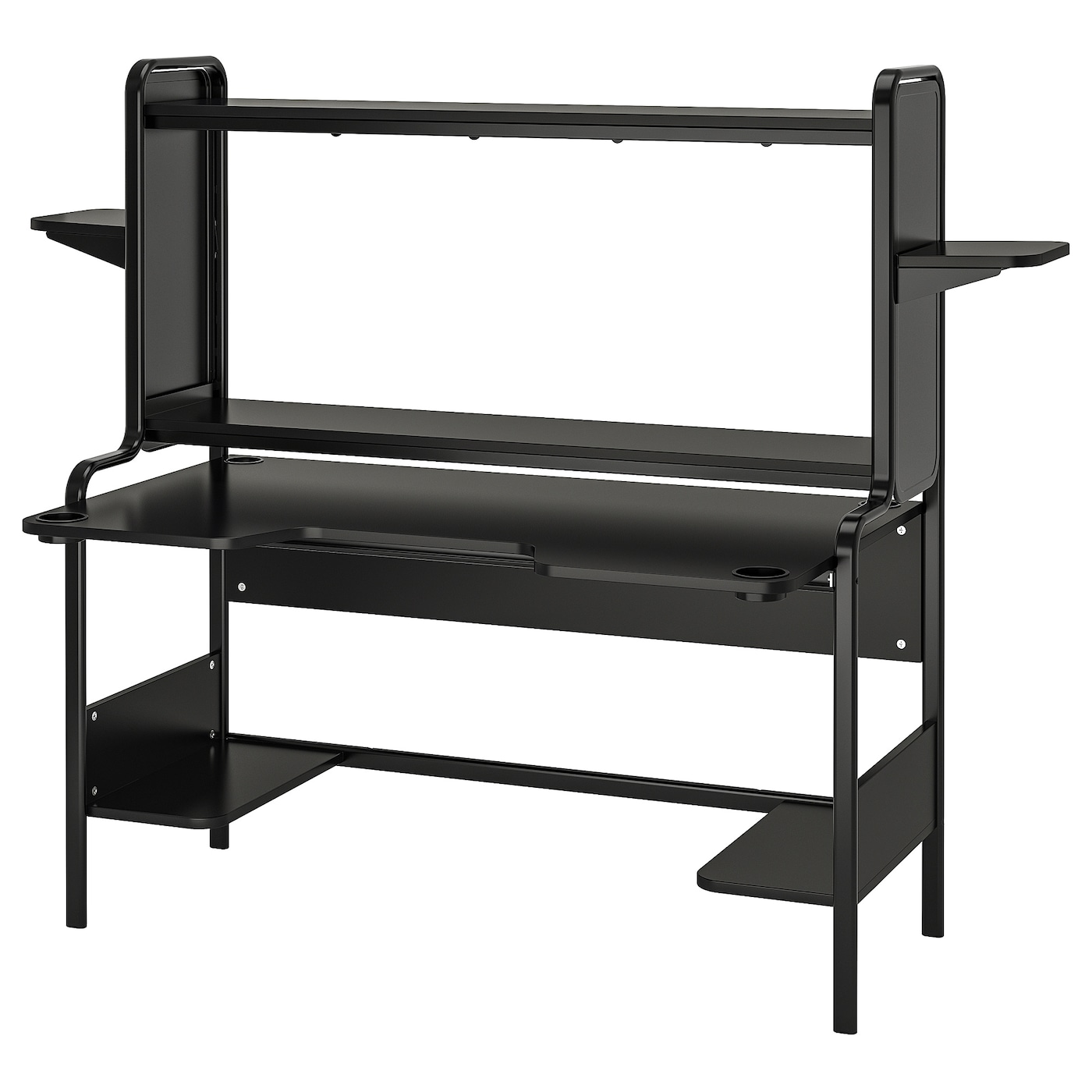 IKEA FREDDE biurko gamingowe, czarny, 140/185x74x146 cm