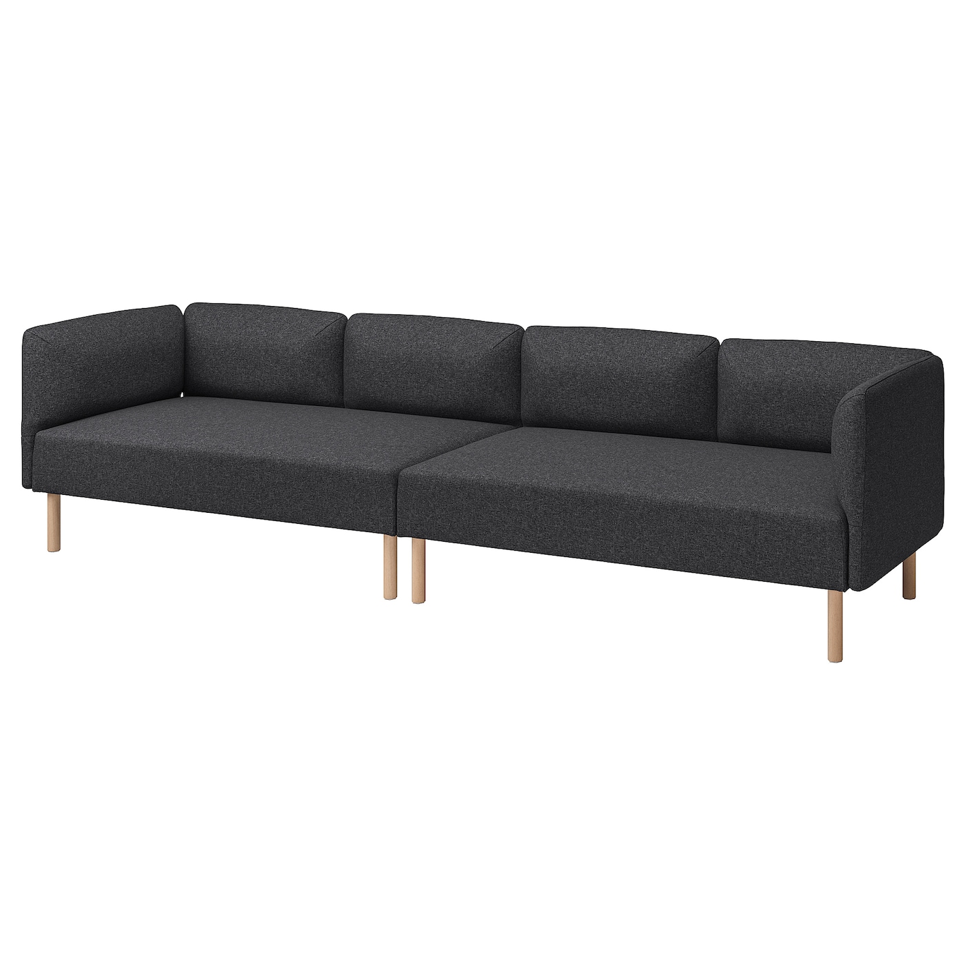 IKEA LILLEHEM 4-osobowa sofa modułowa, Gunnared/ciemnoszary drewno, Głębokość: 76 cm