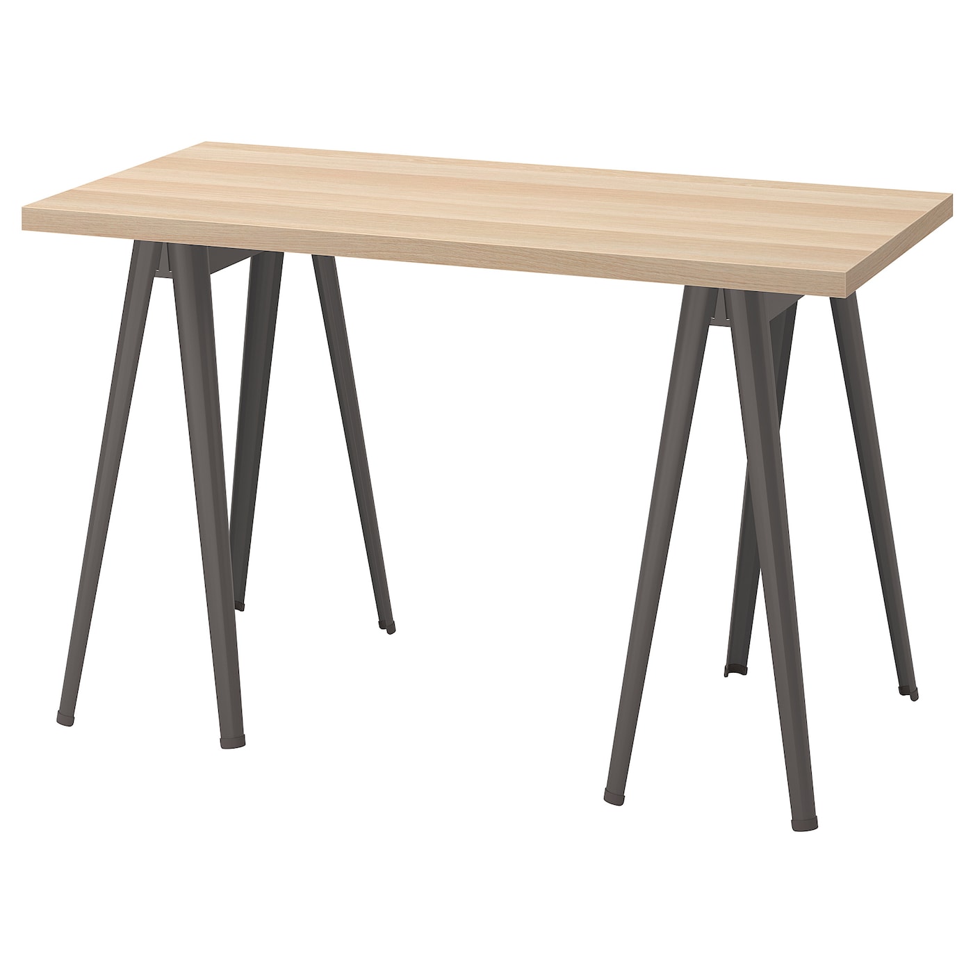 IKEA LAGKAPTEN / NÄRSPEL biurko, imitacja dębu bejcowanego na biało/ciemnoszary, 120x60 cm