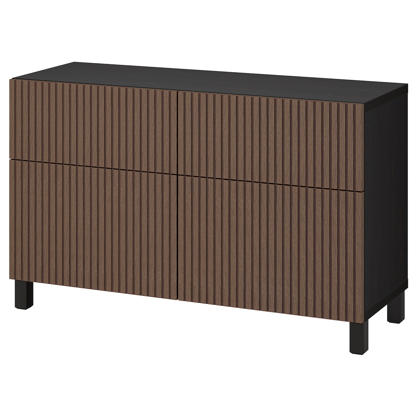 IKEA BESTÅ kombinacja regałowa z drzw/szuf, czarnybrąz Björköviken/Stubbarp/brązowy bejcowana okleina dębowa, 120x42x74 cm