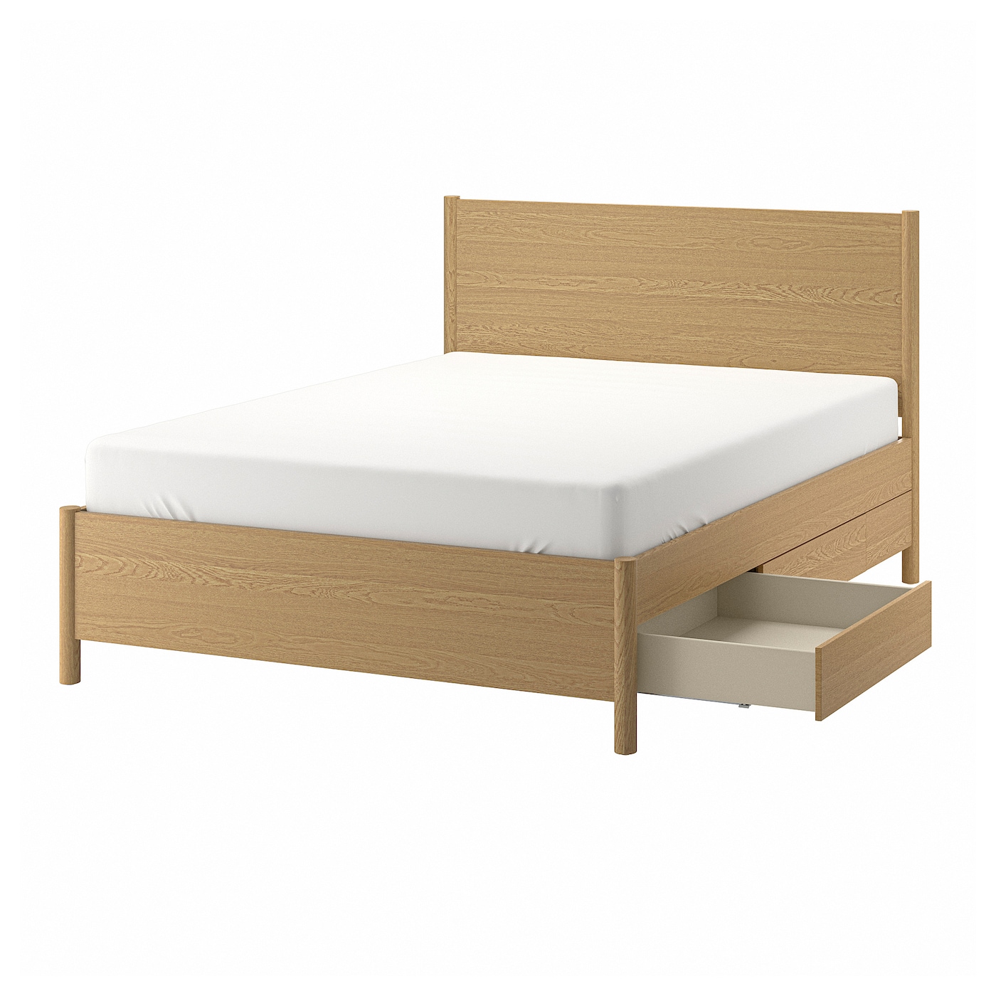 IKEA TONSTAD rama łóżka z szufladami, okl dęb, 140x200 cm
