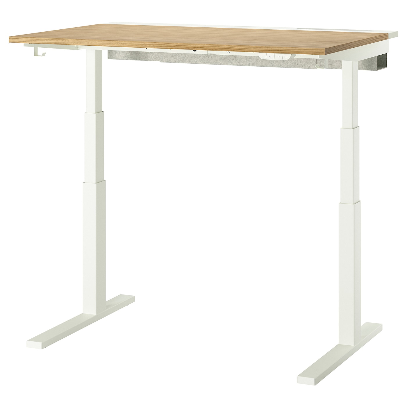 IKEA MITTZON biurko z regulacją wysokości, elektryczny okl dęb/biały, 120x80 cm