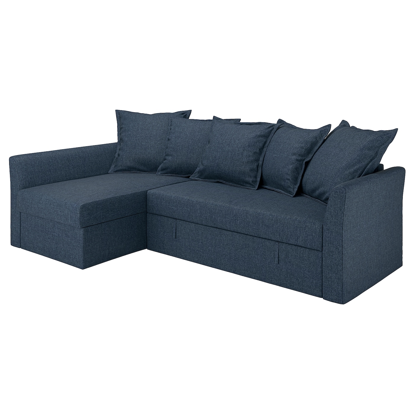 IKEA HOLMSUND narożnik z funkcją spania, Kilanda granatowy, Wysokość z poduchami oparcia: 96 cm