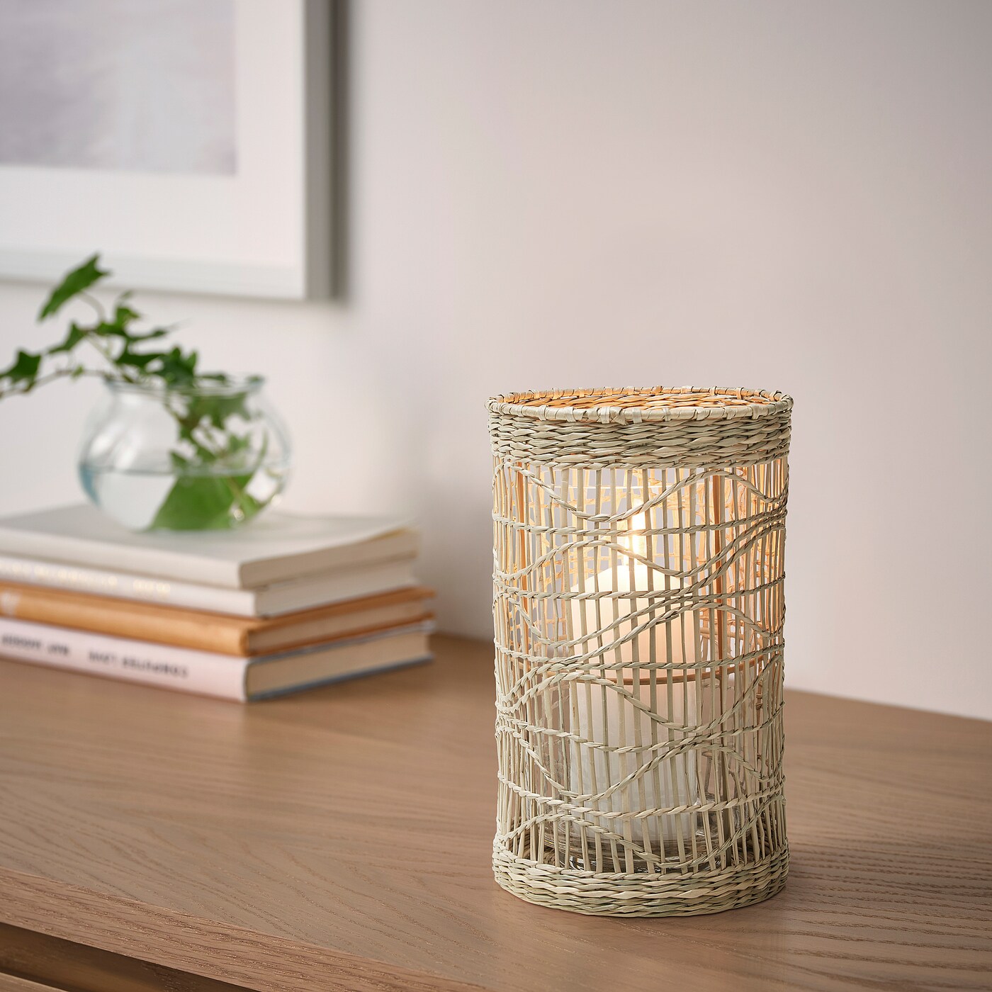 IKEA SLIPPRIG lampion, wykonano ręcznie turzyca, Wysokość: 25 cm