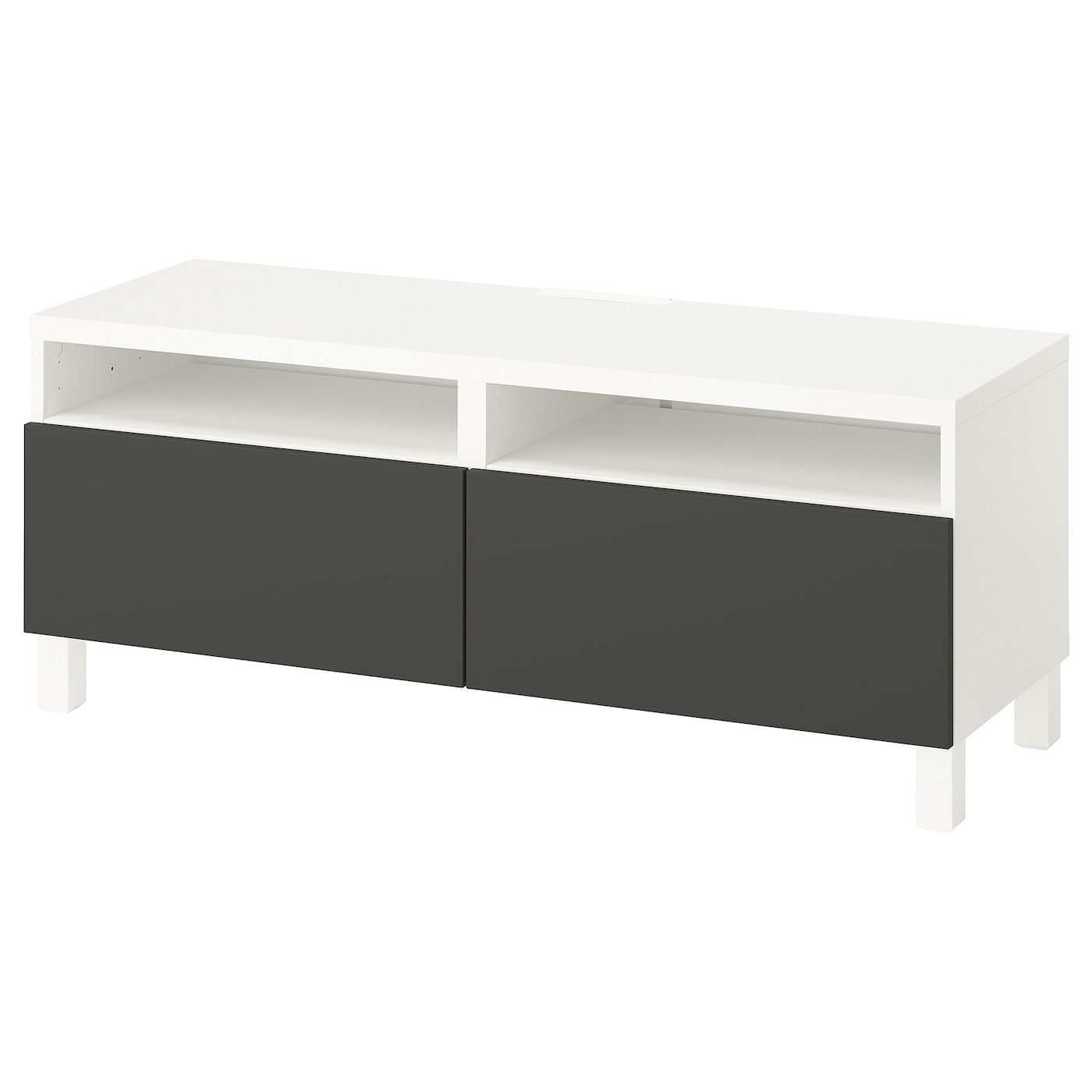 IKEA BESTÅ ława TV z szufladami, biały/Lappviken/Stubbarp ciemnoszary, 120x42x48 cm