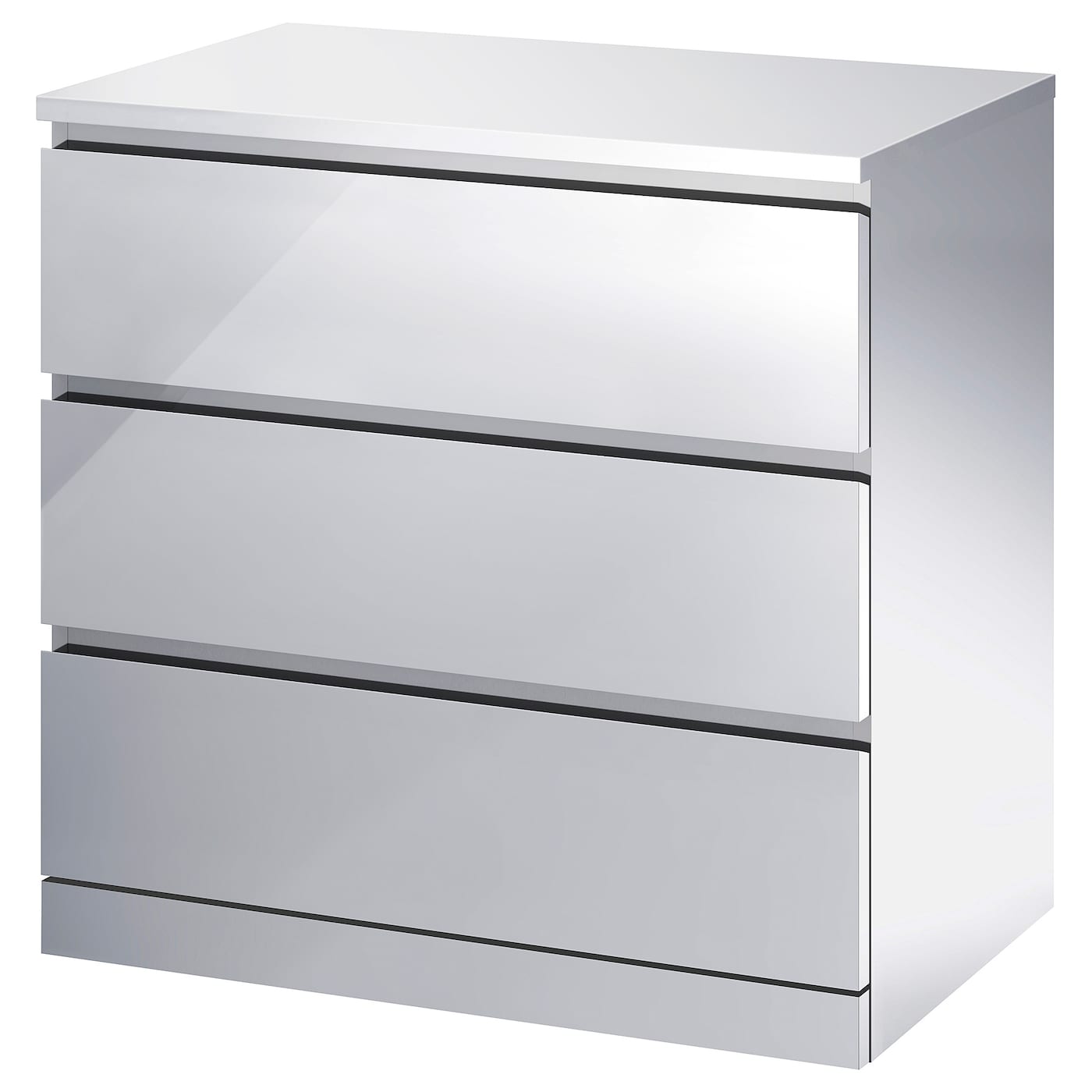 IKEA MALM komoda, 3 szuflady, efekt lustrzany, 80x78 cm