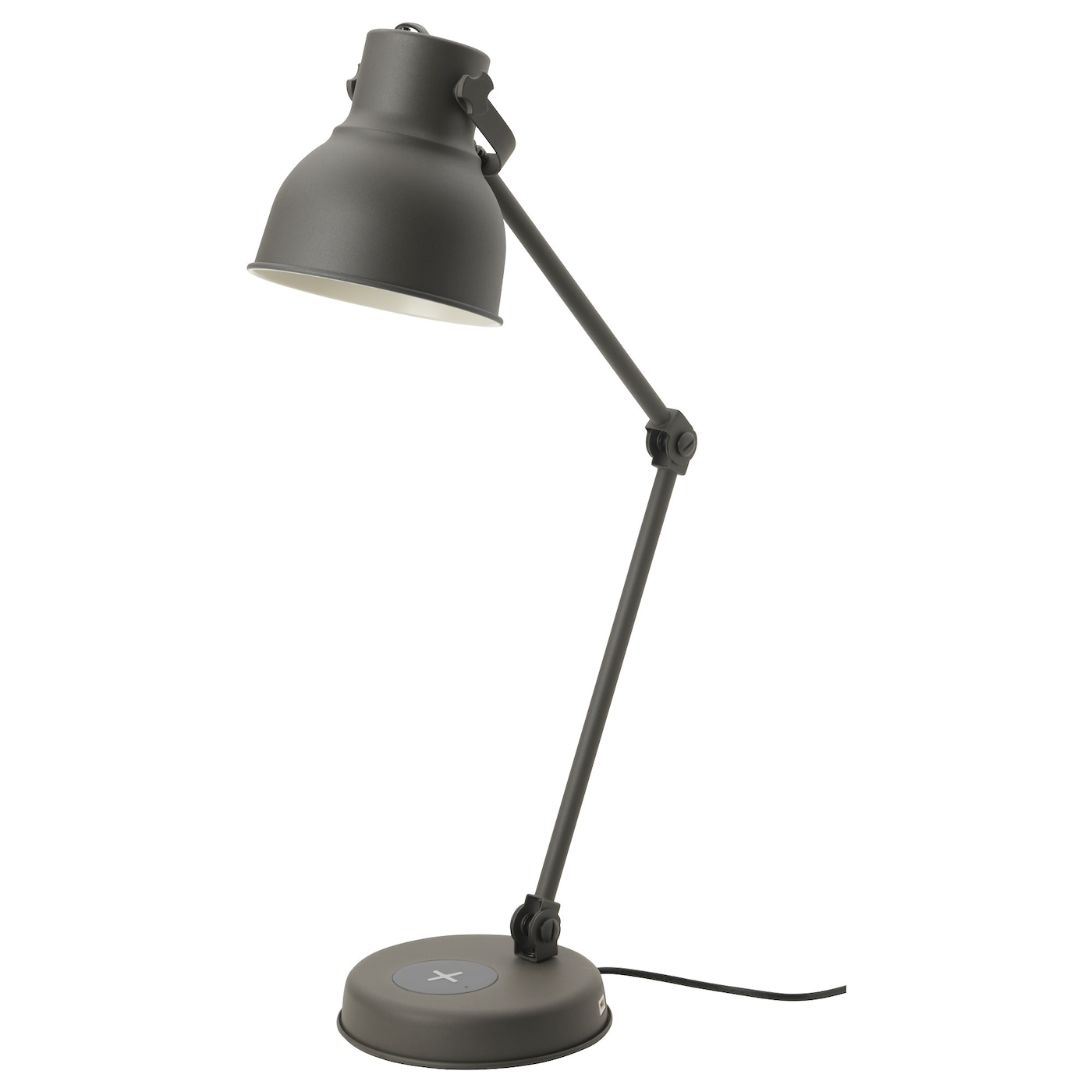 IKEA HEKTAR lampa biurkowa z ładow. indukcyjną, ciemnoszary, Maks.: 7 Wat