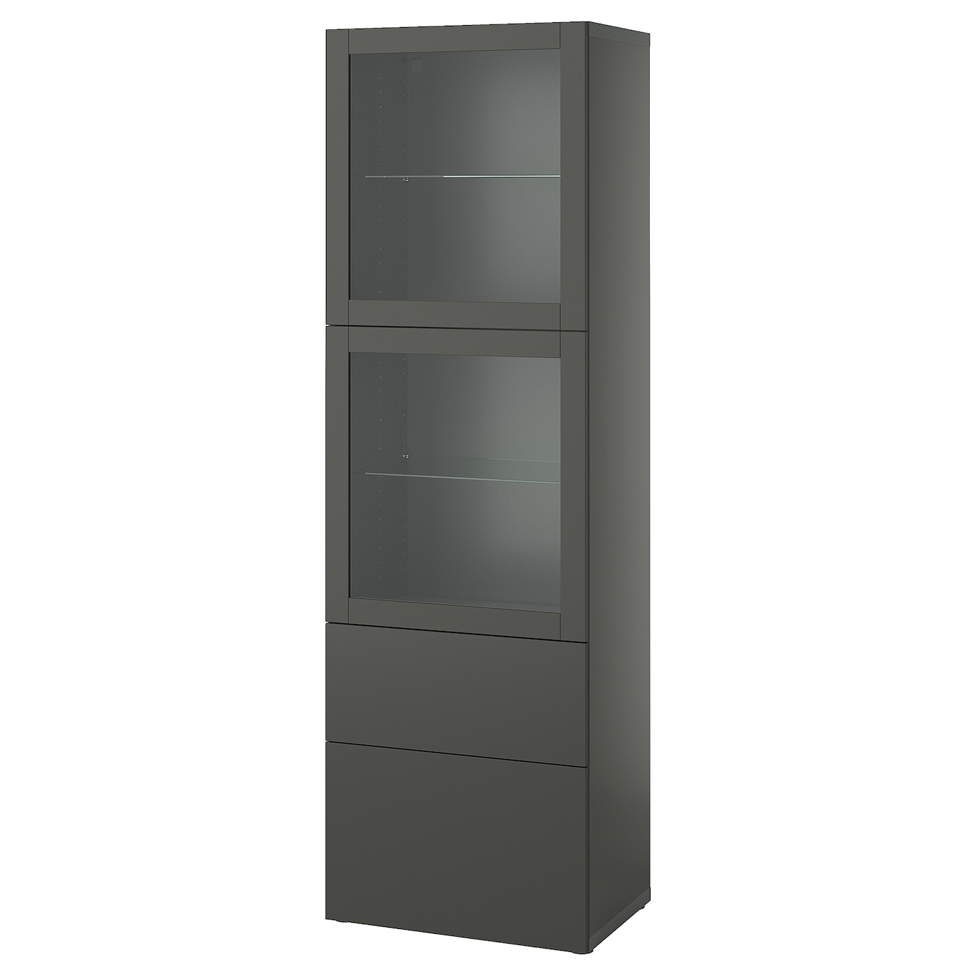 IKEA BESTÅ regał/szklane drzwi, ciemnoszary Lappviken/Sindvik ciemnoszary, 60x42x193 cm