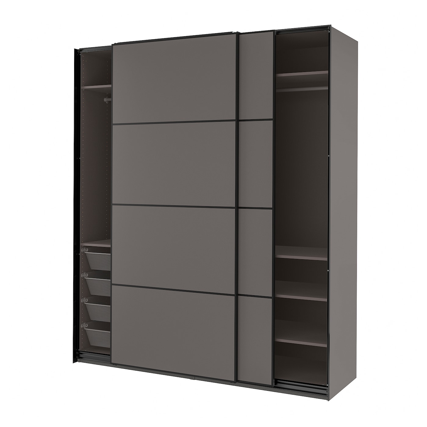 IKEA PAX / MEHAMN szafa, ciemnoszary/2str ciemnoszary, 200x66x236 cm
