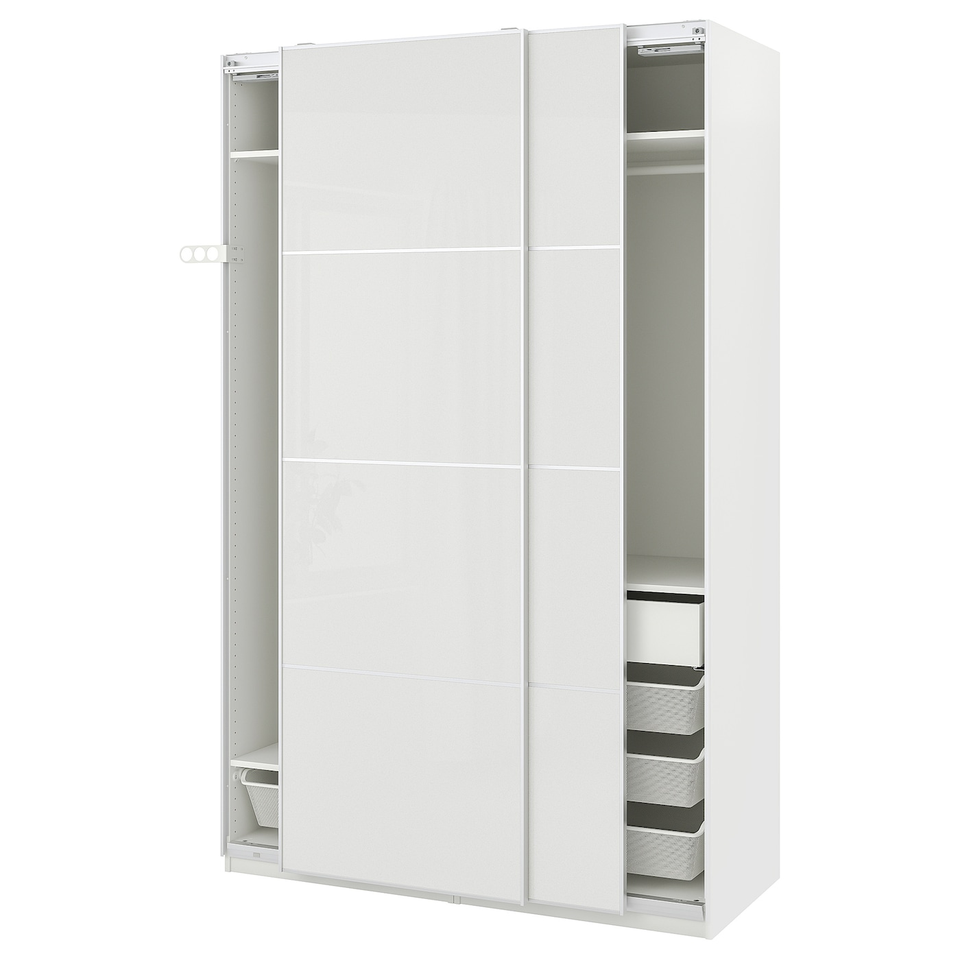 IKEA PAX / HOKKSUND kombinacja szafy, biały/połysk jasnoszary, 150x66x236 cm