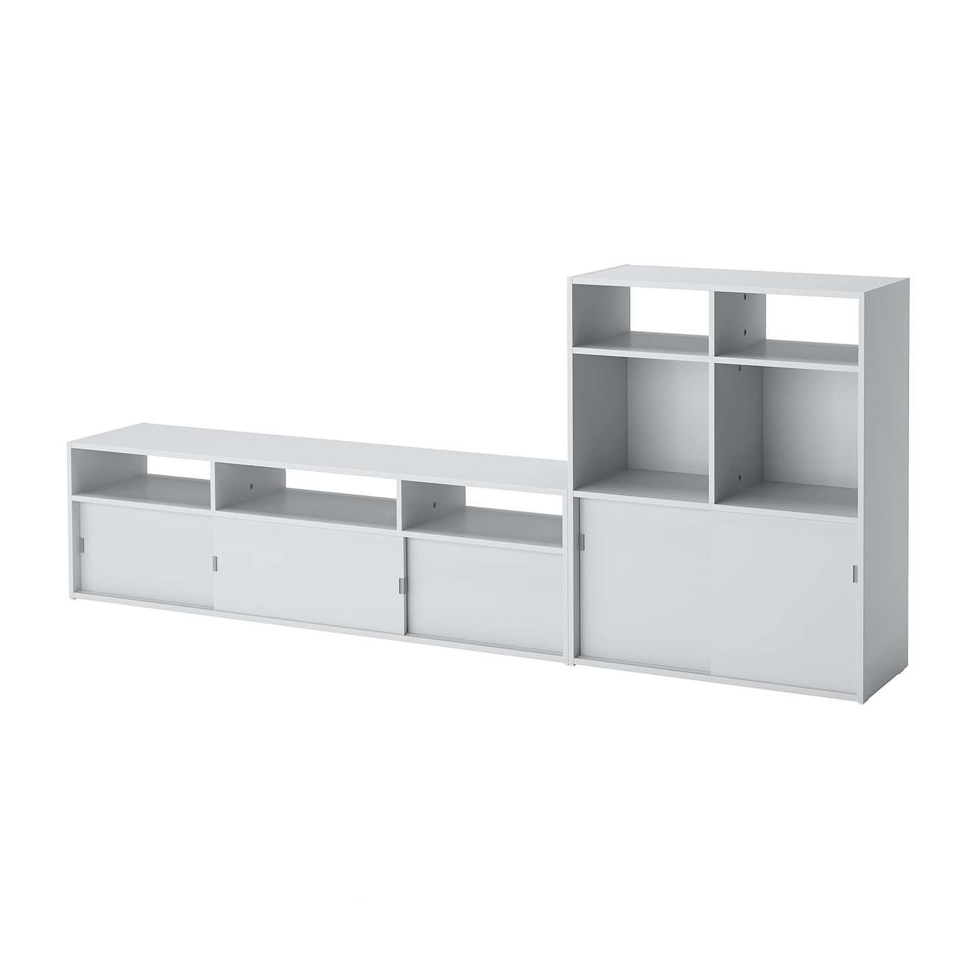 IKEA SPIKSMED szafka pod TV, jasnoszary, 233x32x96 cm