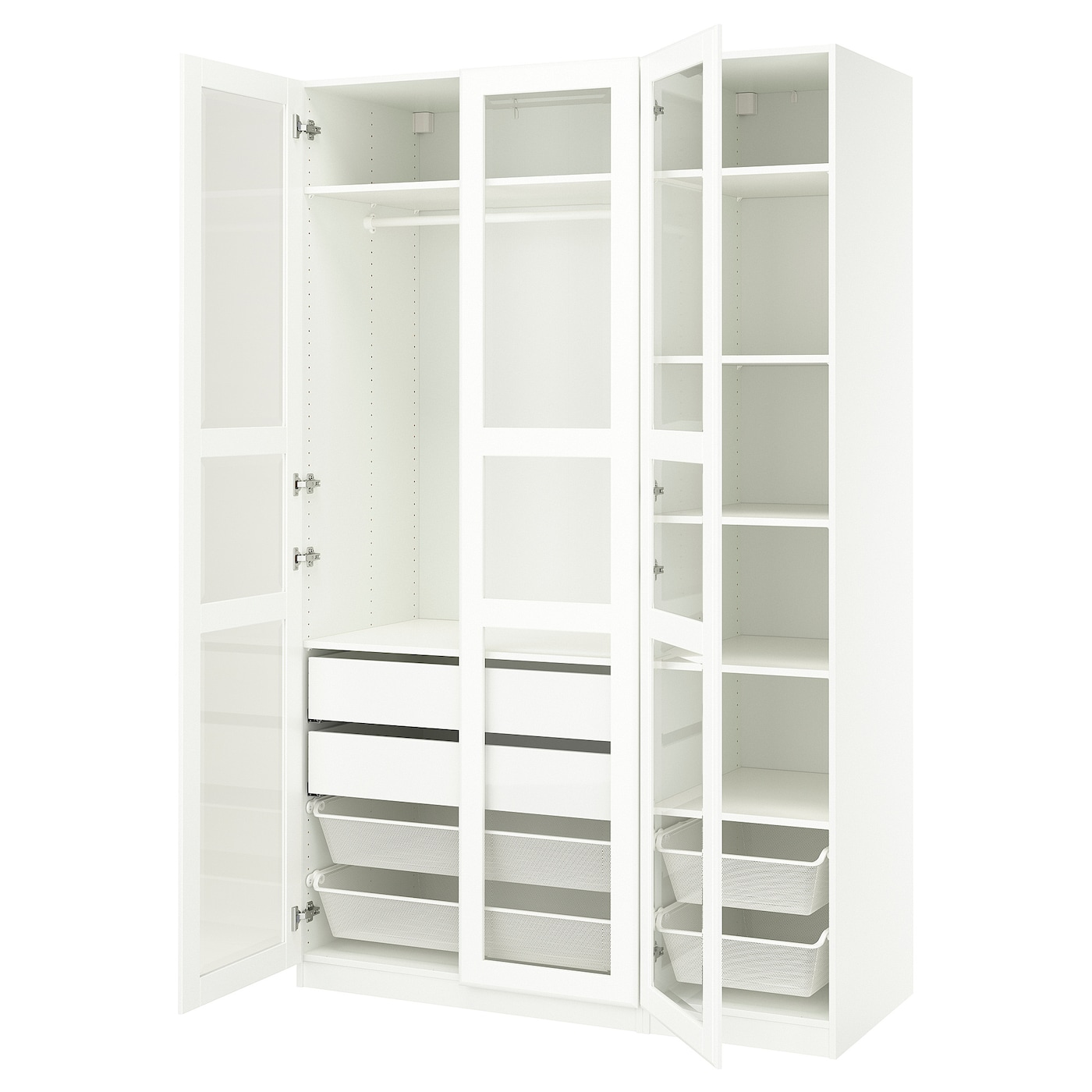 IKEA PAX / TYSSEDAL kombinacja szafy, biały/biały szkło, 150x60x236 cm