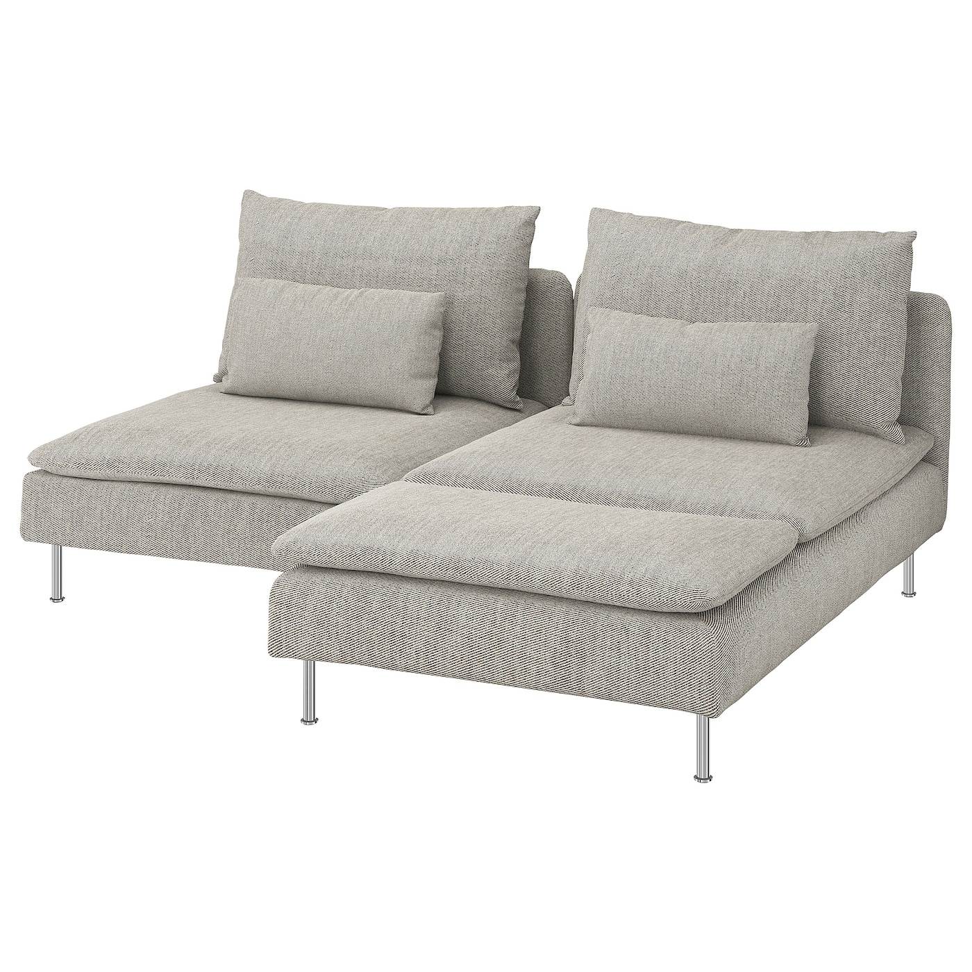 IKEA SÖDERHAMN sofa 2-osobowa, z szezlongiem/Viarp beż/brąz, Wysokość z poduchami oparcia: 83 cm