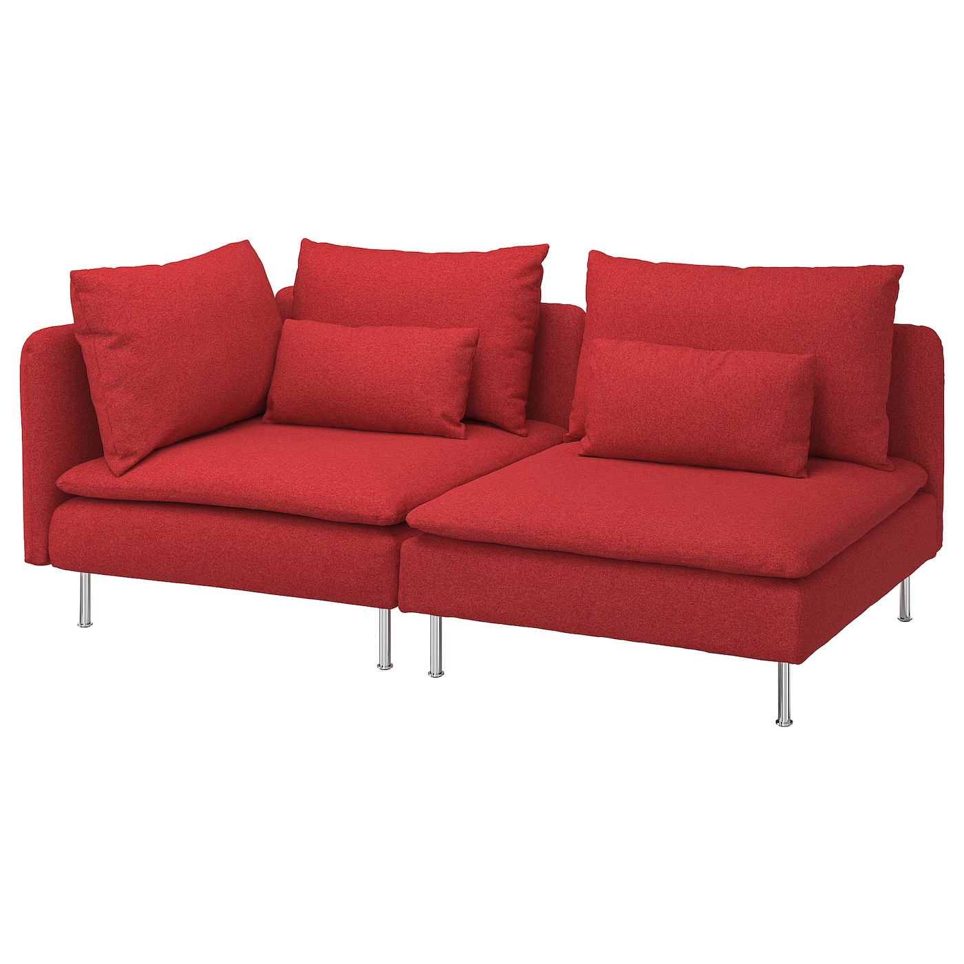 IKEA SÖDERHAMN sofa 3-osobowa, z otwartym końcem/Tonerud czerwony, Wysokość z poduchami oparcia: 83 cm