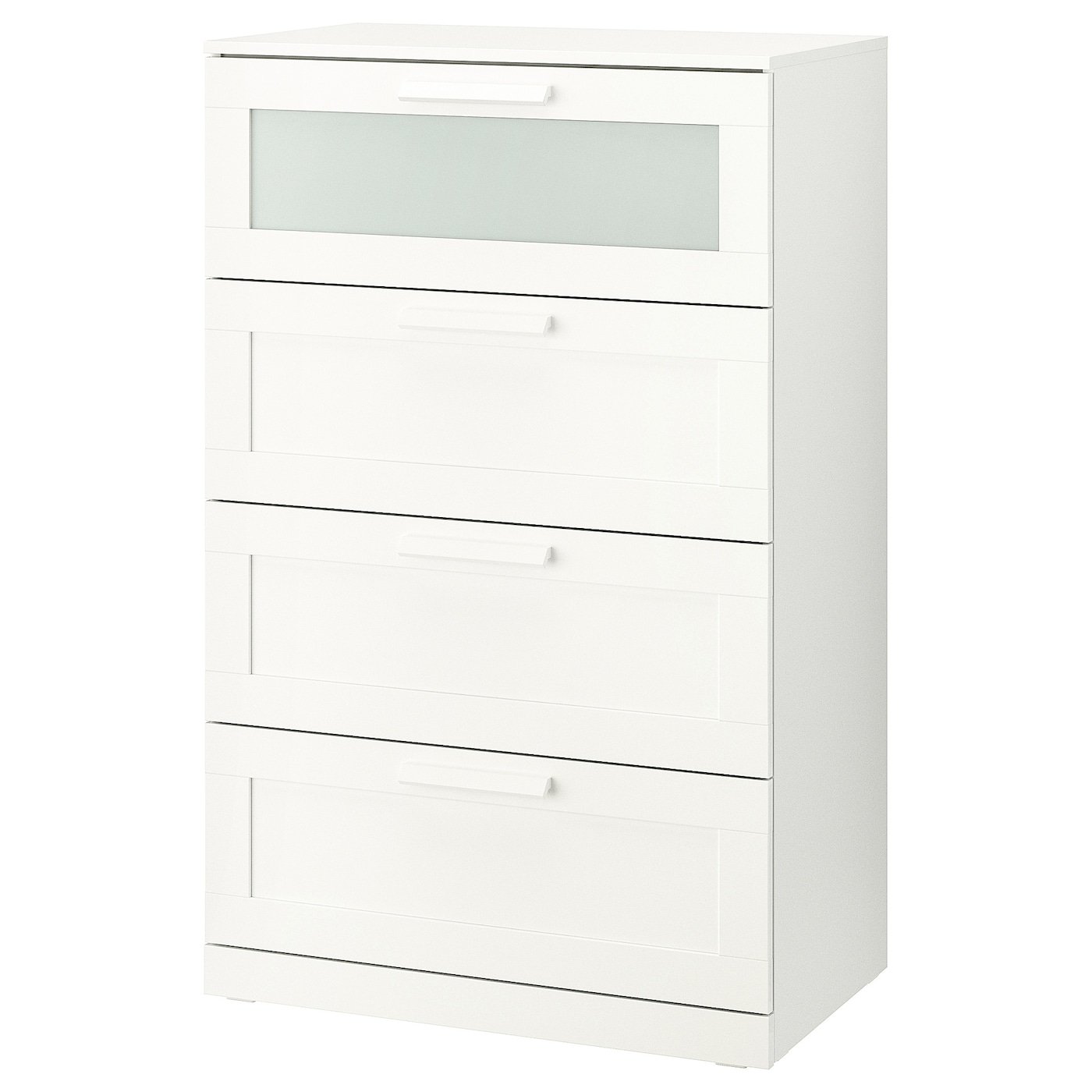 IKEA BRIMNES komoda, 4 szuflady, biały/szkło matowe, 78x124 cm