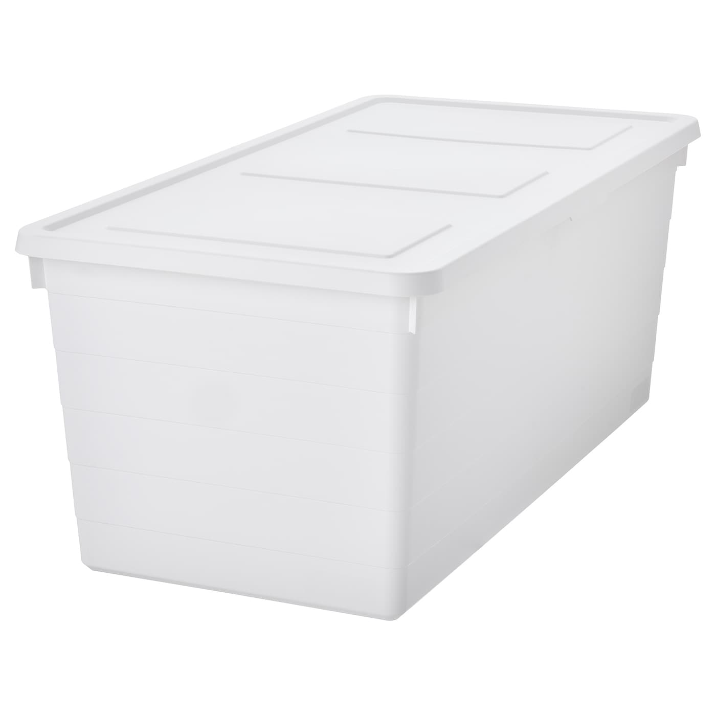 IKEA SOCKERBIT pojemnik z pokrywą, biały, 38x76x30 cm