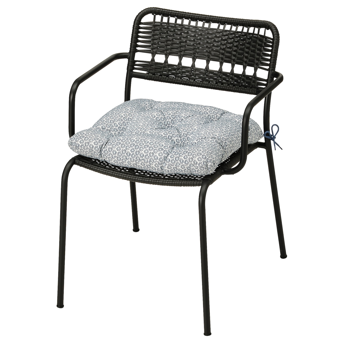 IKEA LÄCKÖ krzesło z podłokietnikami, ogr, ciemnoszary/Klösan niebieski, Szerokość: 57 cm