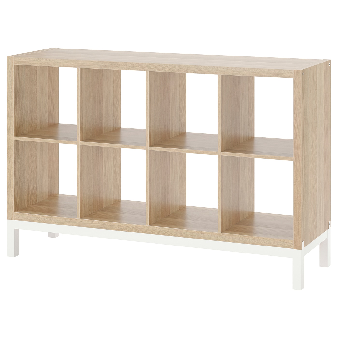 IKEA KALLAX regał z ramą nośną, imitacja dębu bejcowanego na biało/biały, 147x94 cm