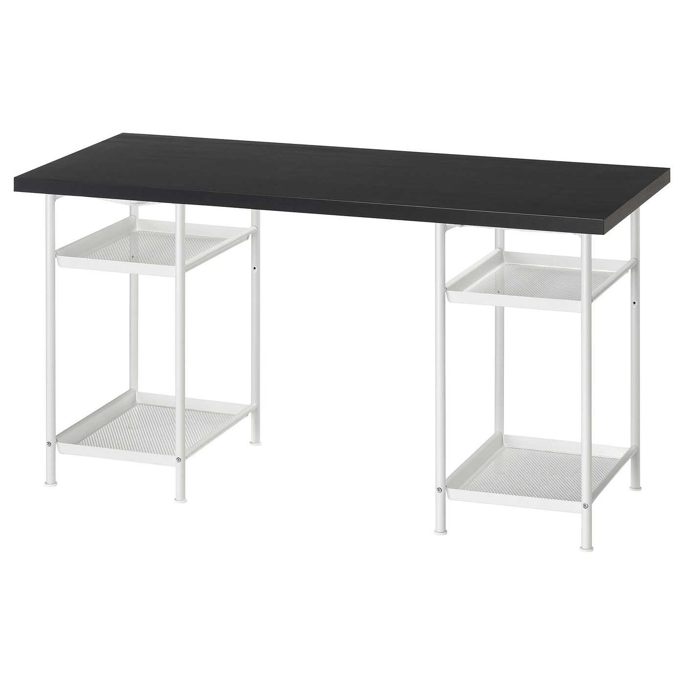 IKEA LAGKAPTEN / SPÄND biurko, czarnobrąz/biały, 140x60 cm
