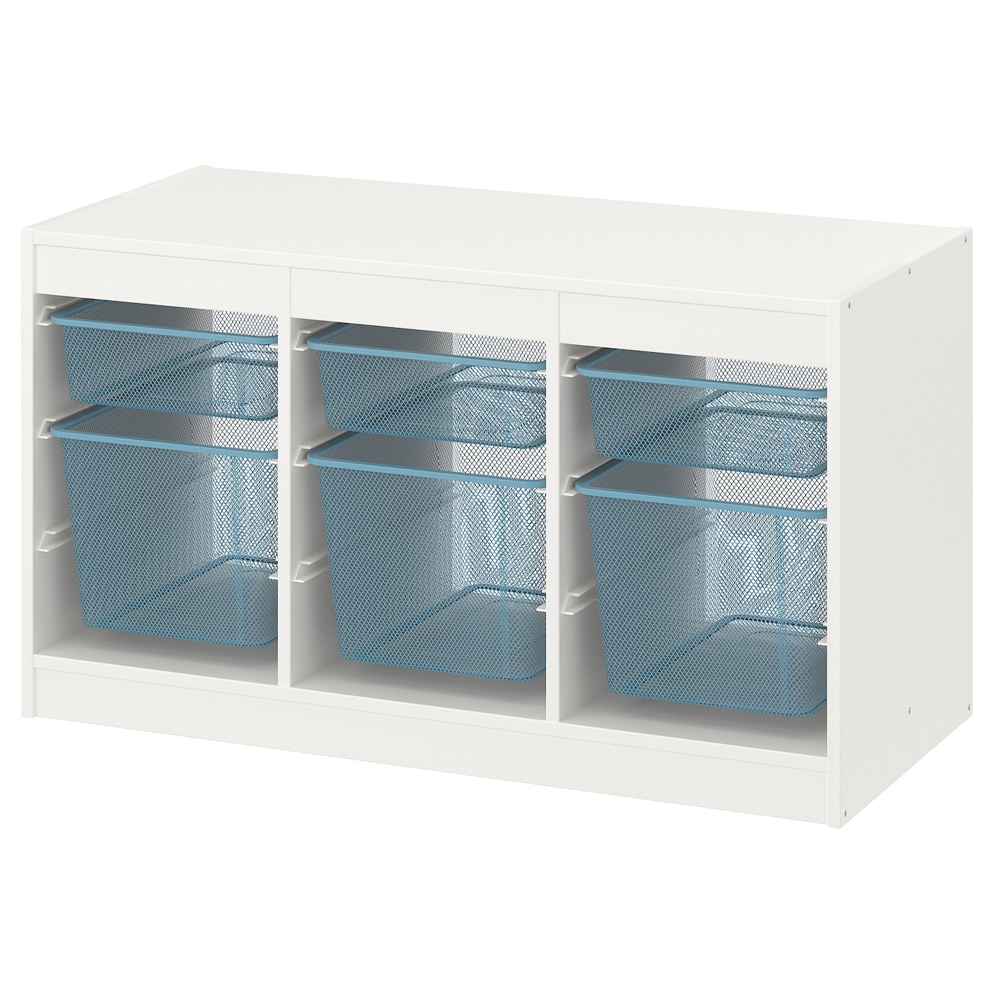 IKEA TROFAST regał z pojemnikami, biały/szaroniebieski, 99x44x56 cm