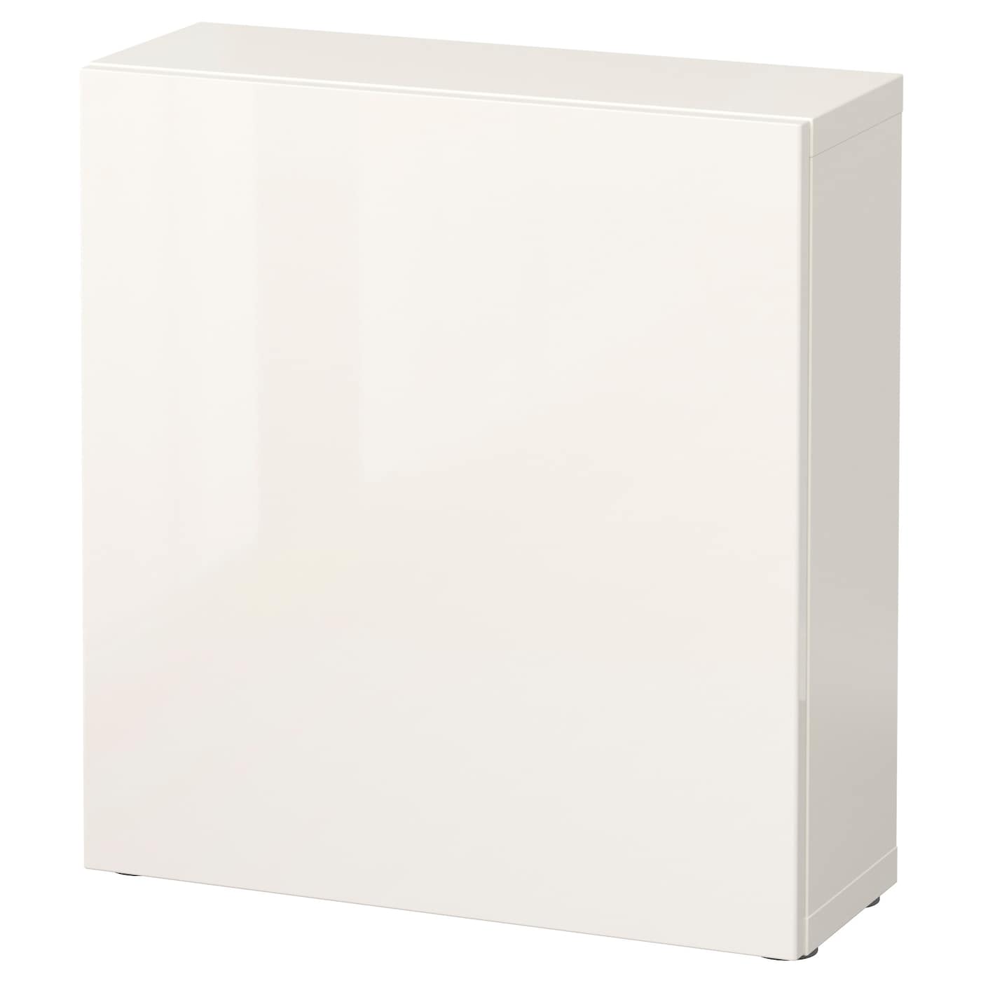 IKEA BESTÅ szafka z drzwiczkami, biały/Selsviken połysk/biel, 60x22x64 cm
