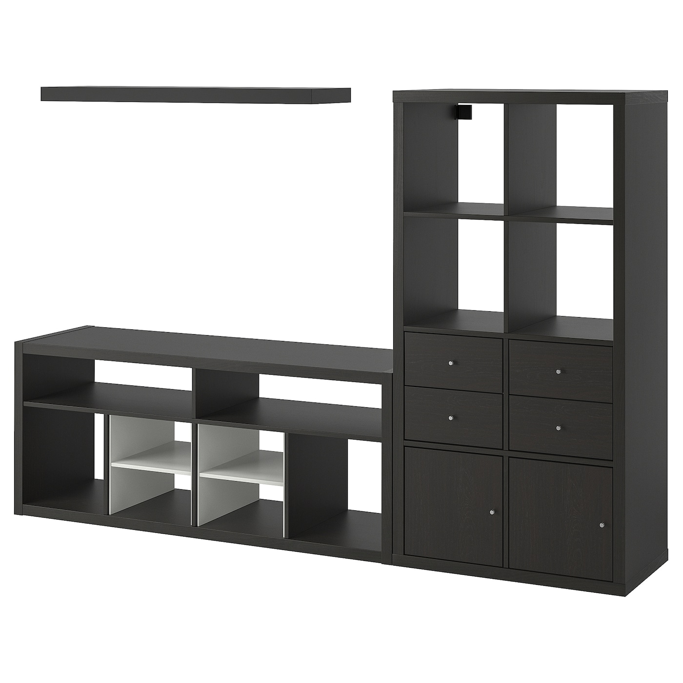 IKEA KALLAX / LACK szafka pod TV, czarnybrąz, 224x39x147 cm