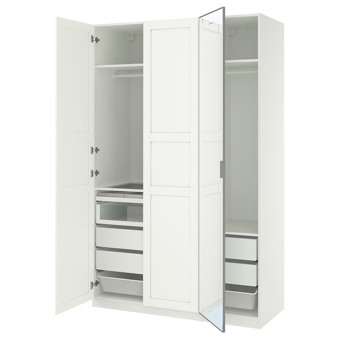 IKEA PAX / KAMMARTORP/TYSSEDAL kombinacja szafy, biały lustro/szary biały, 150x60x236 cm