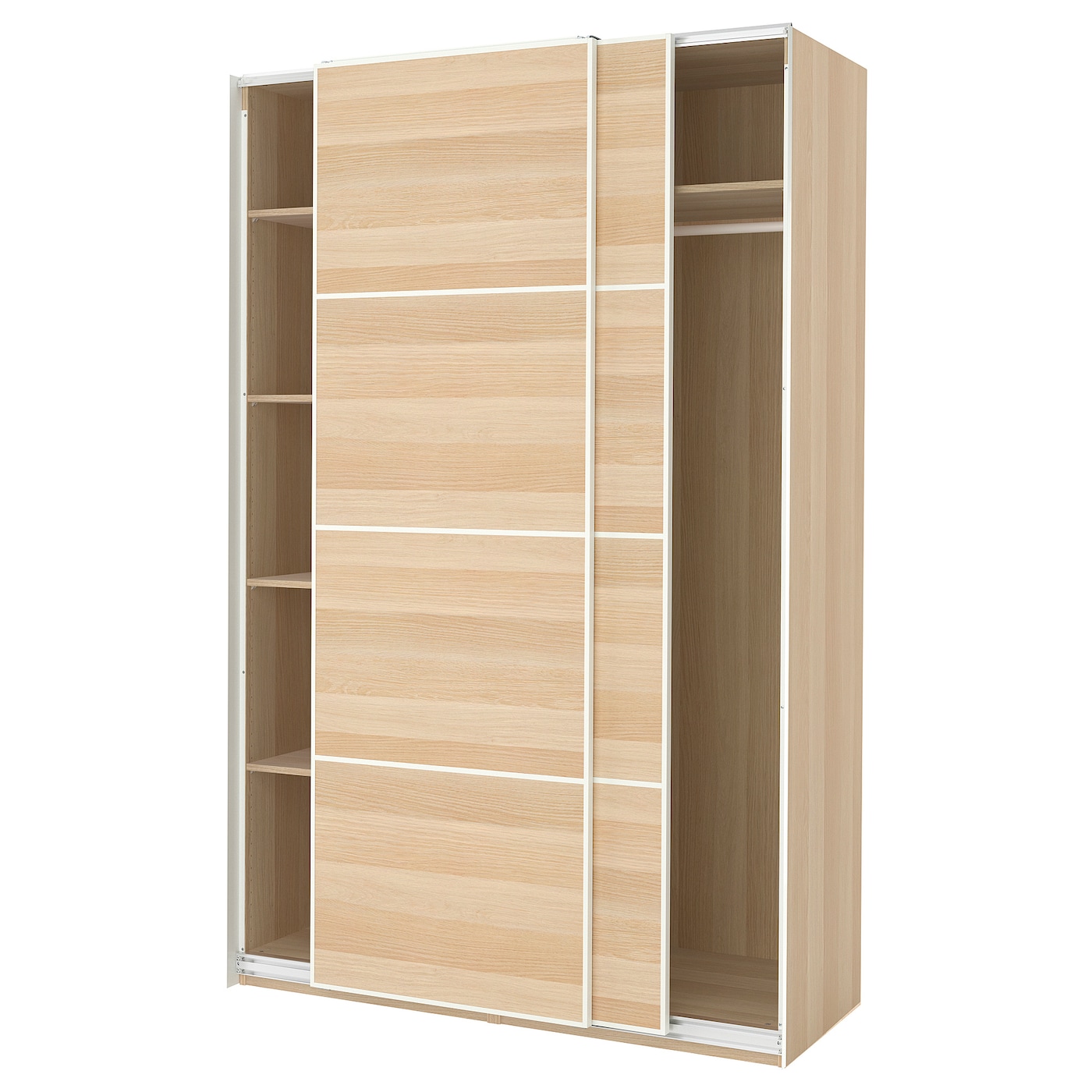 IKEA PAX / MEHAMN szafa, imitacja dębu bejcowanego na biało/2str imitacja dębu bejcowanego na biało, 150x66x236 cm