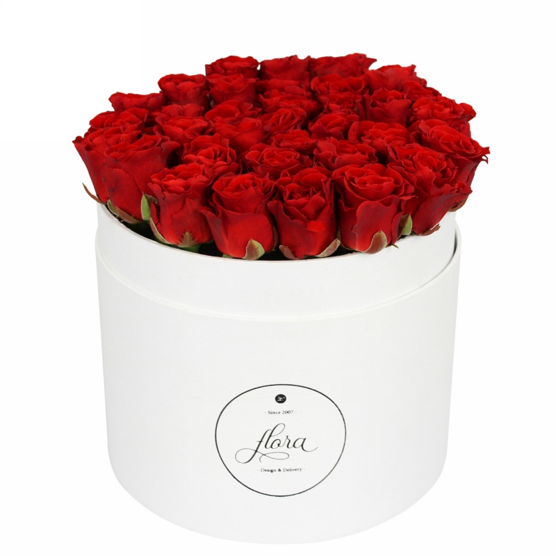 FlowerBox - czerwone róże w białym pudełku - Poczta bukietowa - Kwiaciarnia internetowa - E-Kwiaty